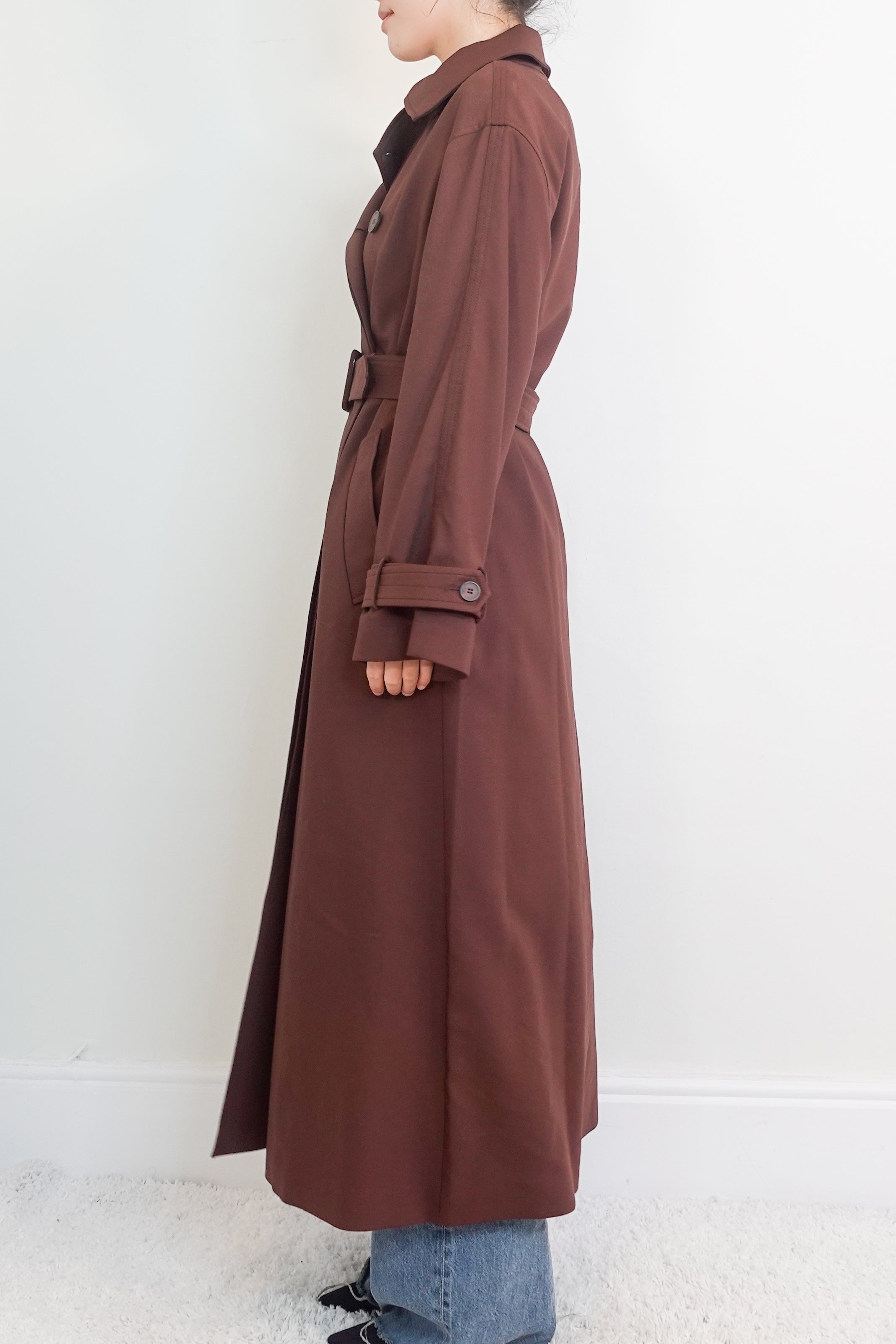 NEW Burgundy long line mac coat RRP £189