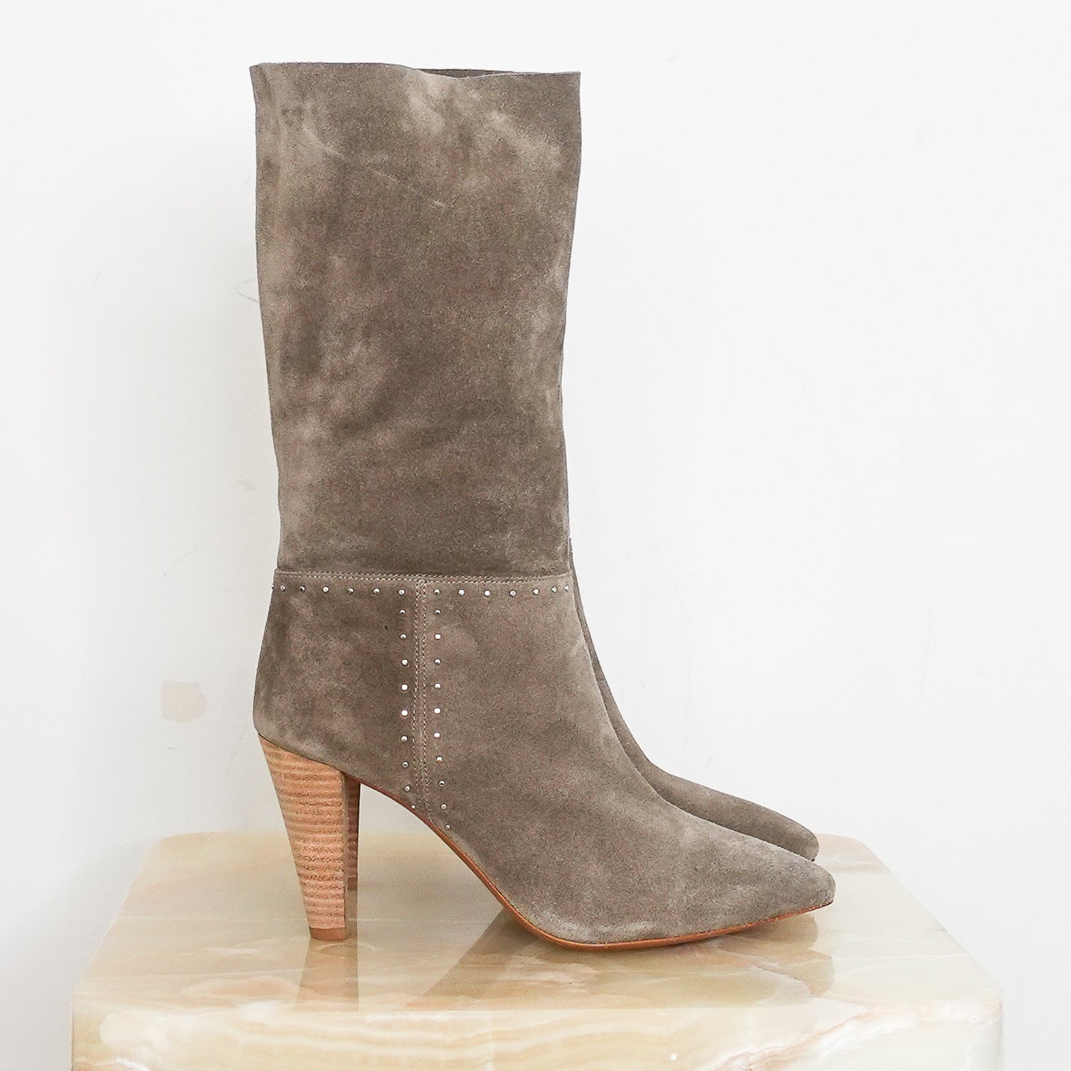 NEW suede slouchy ankle boot beige RRP £350