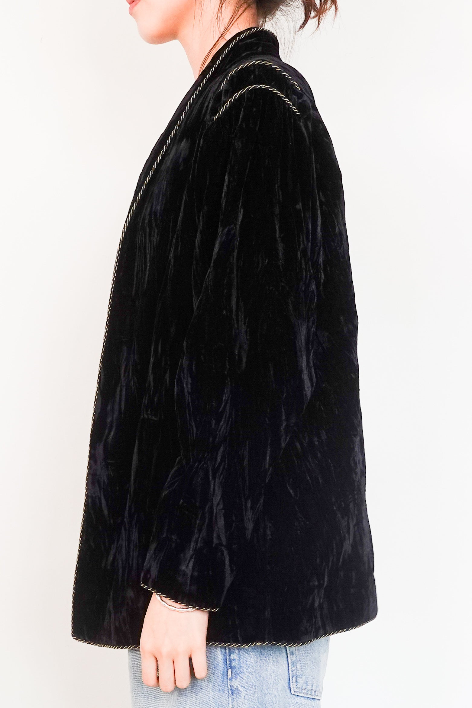 Navy crushed velvet jacket