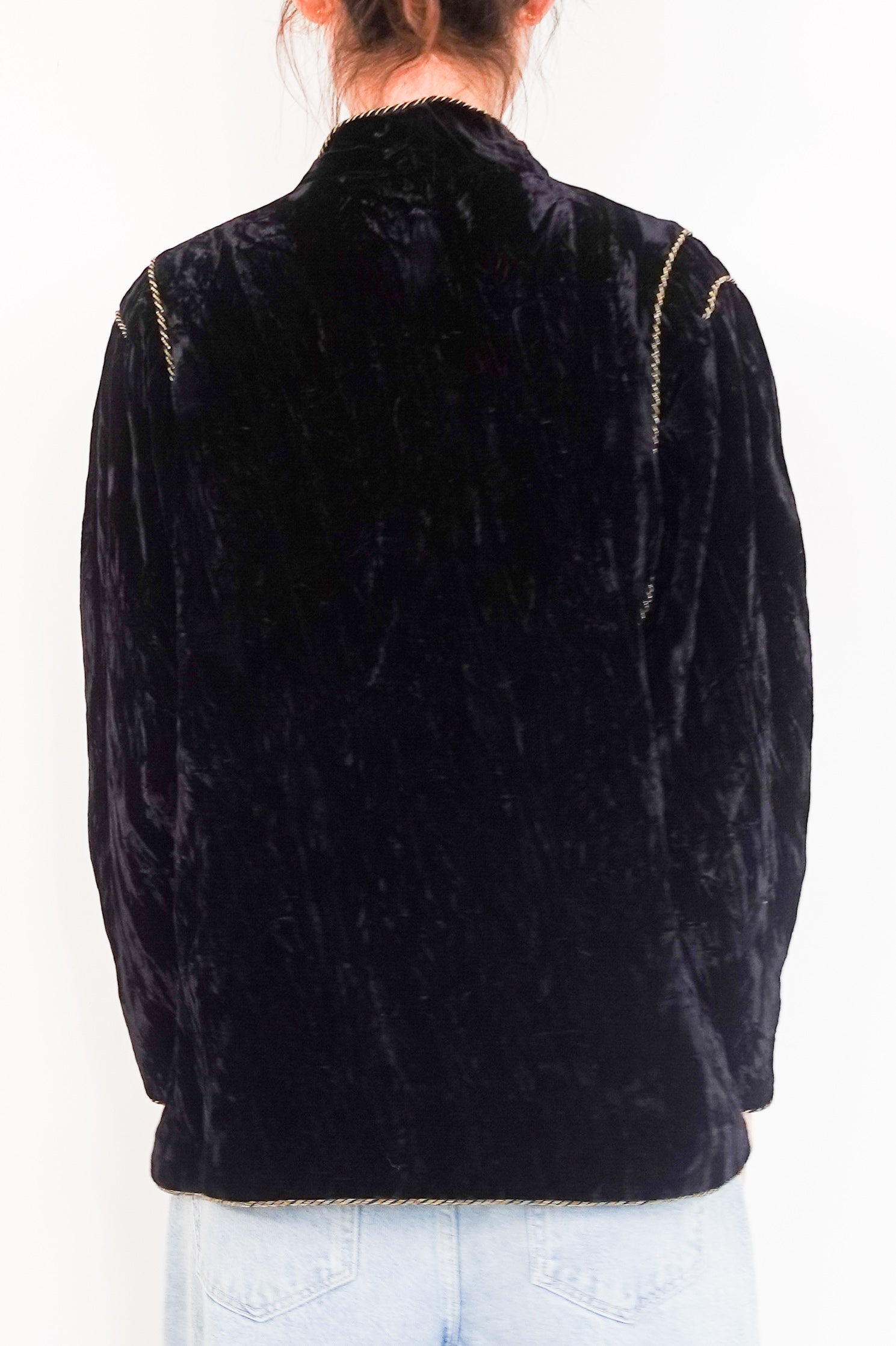 Navy crushed velvet jacket