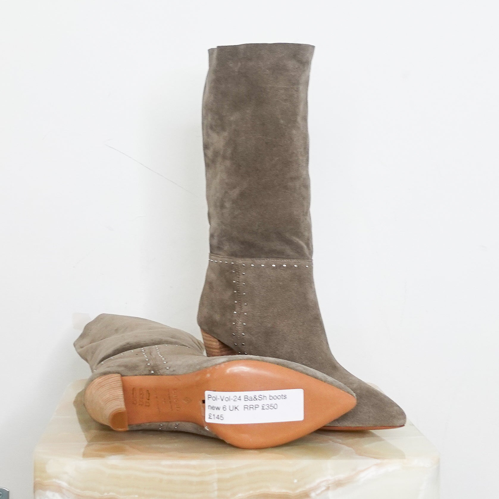 NEW suede slouchy ankle boot beige RRP £350