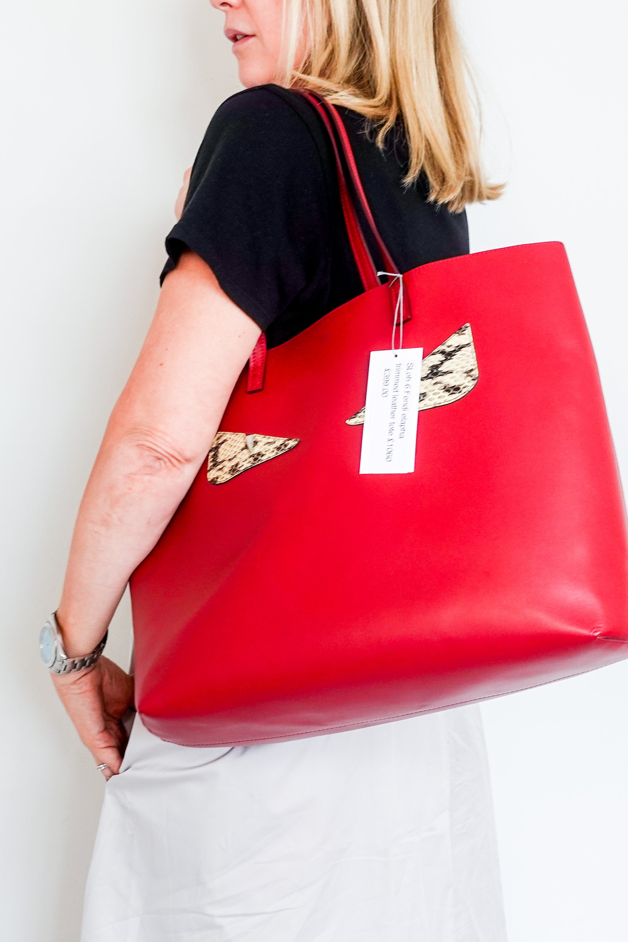 Large elapha trimmed leather tote RRP £1060