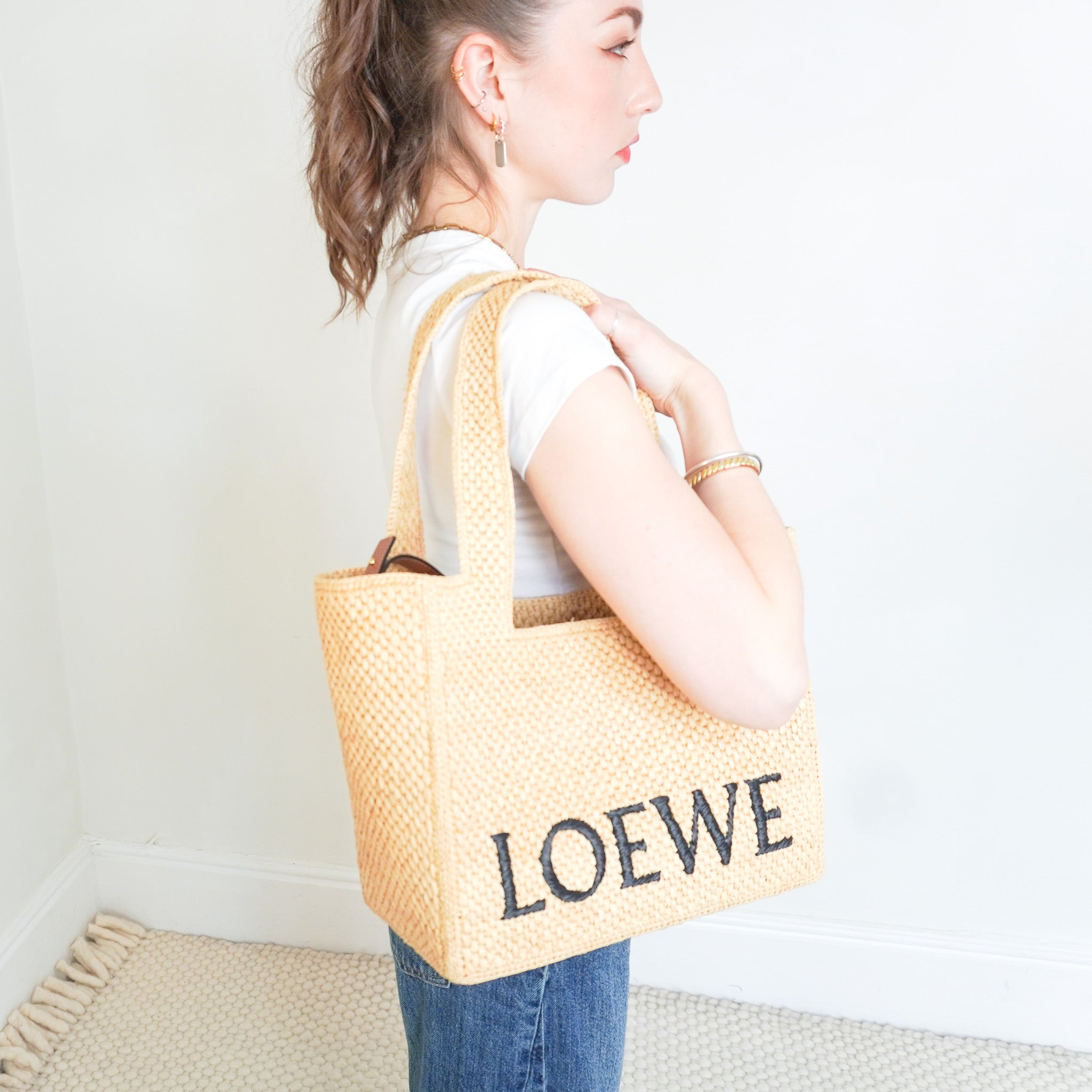 LOEWE Paula’s Ibiza Medium Font Logo Tote Bag RRP £1250 | Authentic Preloved [final sale] - Reloved Again
