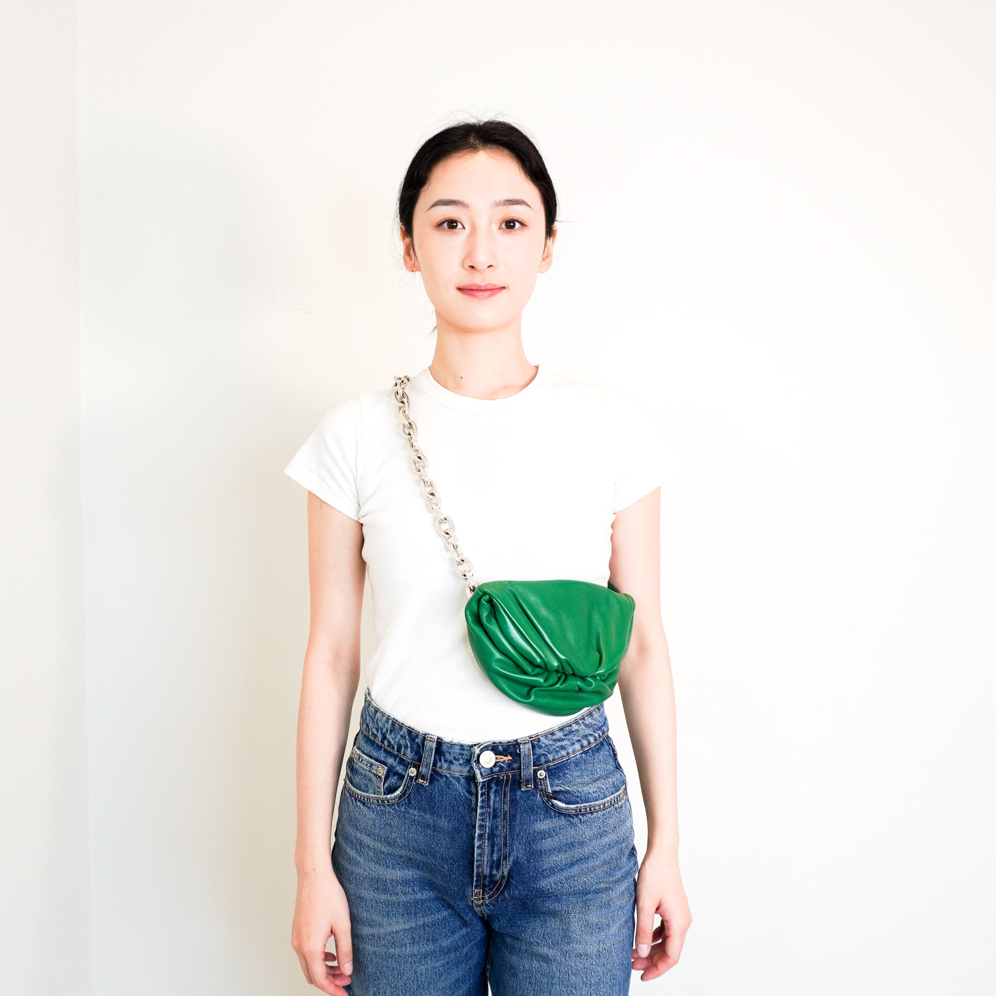 Bottega Veneta Nappa Chain Bag in Green | Authentic Preloved - Reloved Again