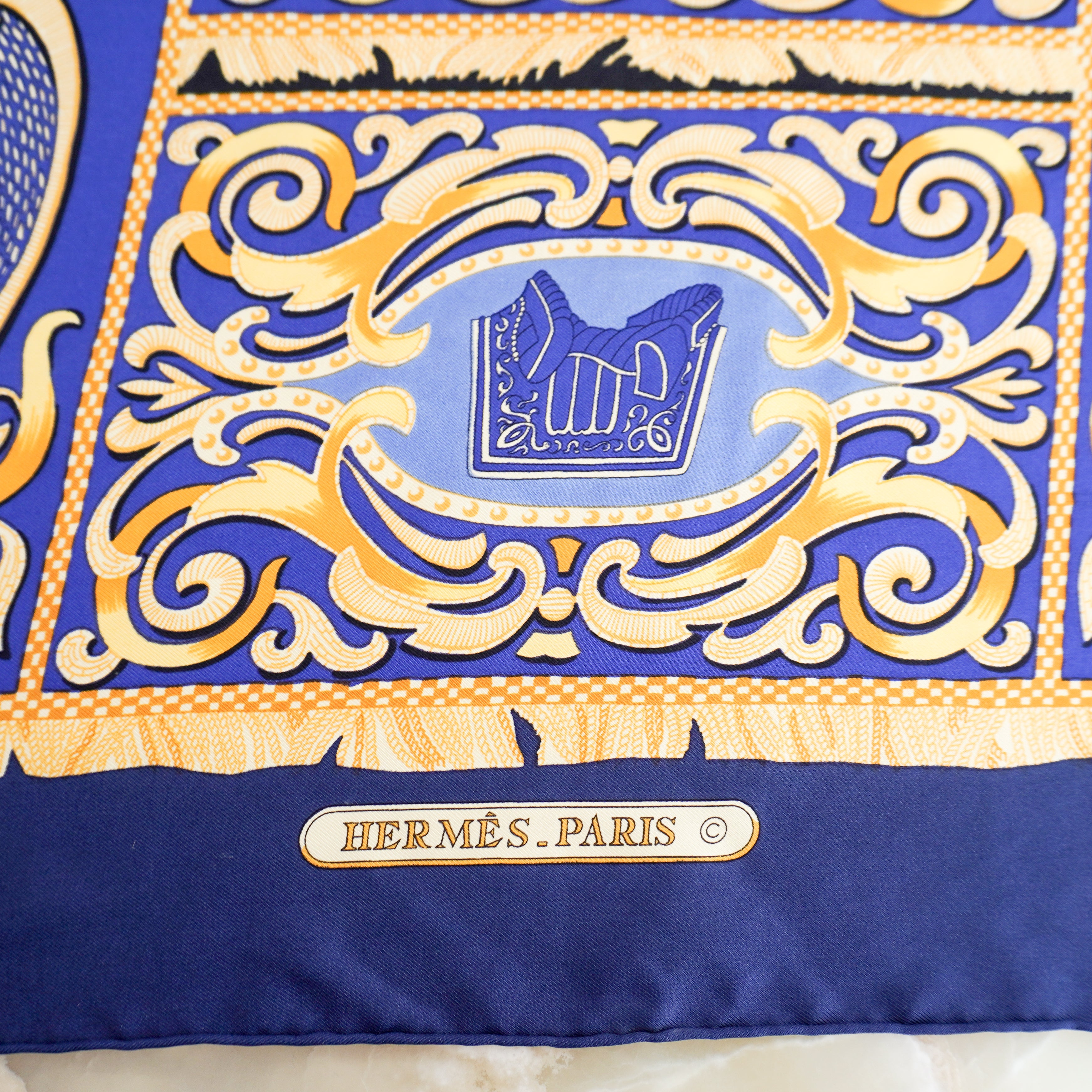 Hermès Blue Carré 90 Twill Scarf (RRP £520) | Authentic Preloved FINAL SALE
