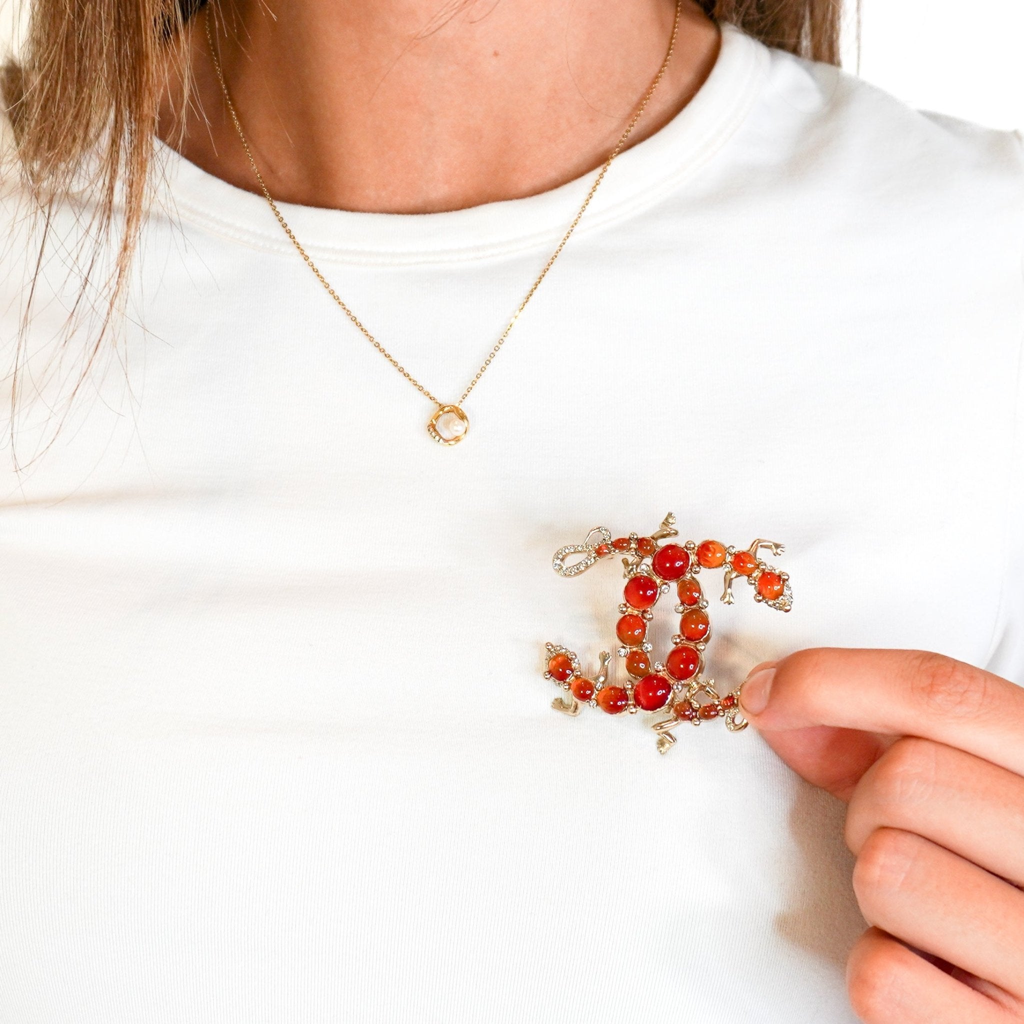 Chanel 18K Lizard CC Logo Brooch in Gold-Tone Metal (RRP £650) | Authentic Preloved FINAL SALE - Reloved Again