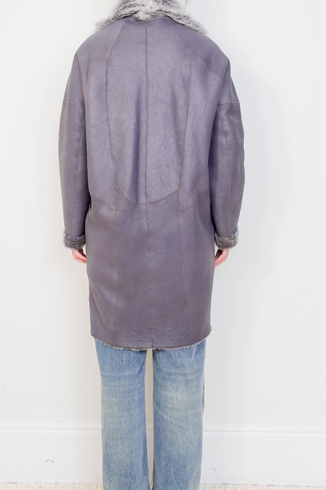 Max & Zac London Grey Reversible Sheepskin Shearling Coat RRP £1K | Authentic Preloved - Reloved Again