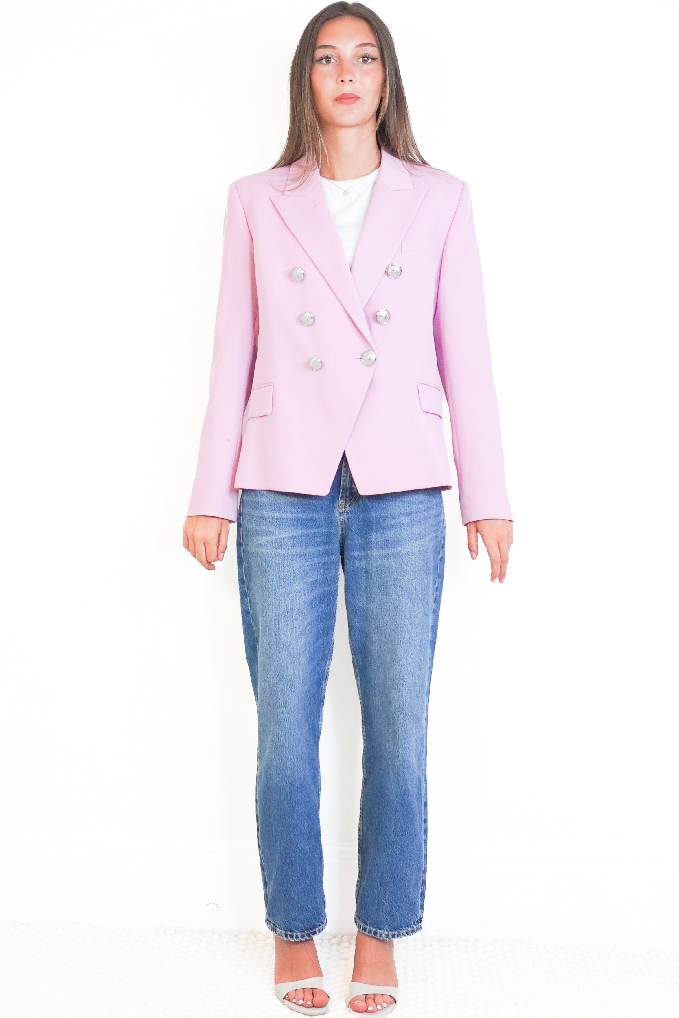 Balmain Double Breasted Pink Wool Blazer RRP £2000 | Authentic Preloved