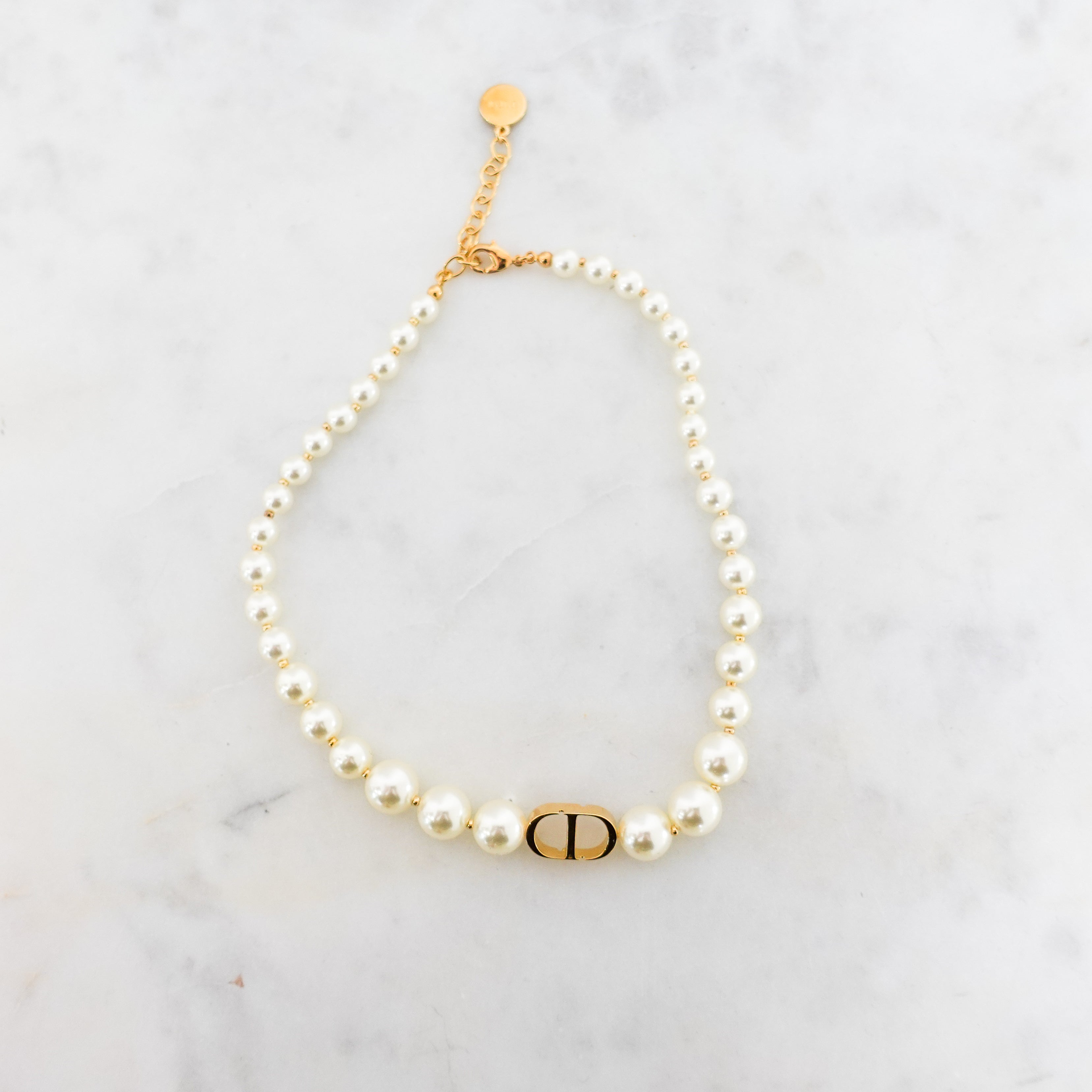 Montaigne faux pearl gold tone choker RRP £550