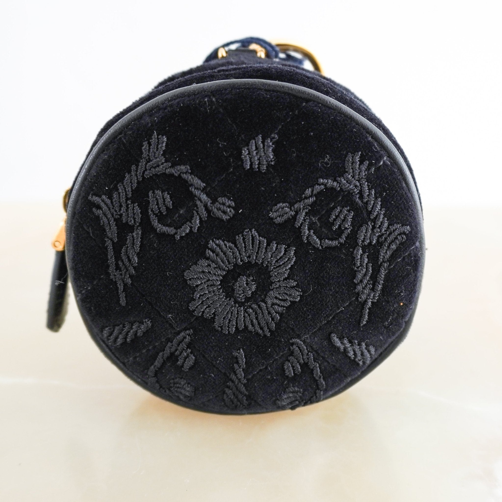 Prada Black Velvet Floral Coin Purse Charm RRP £520 | Authentic Preloved - Reloved Again