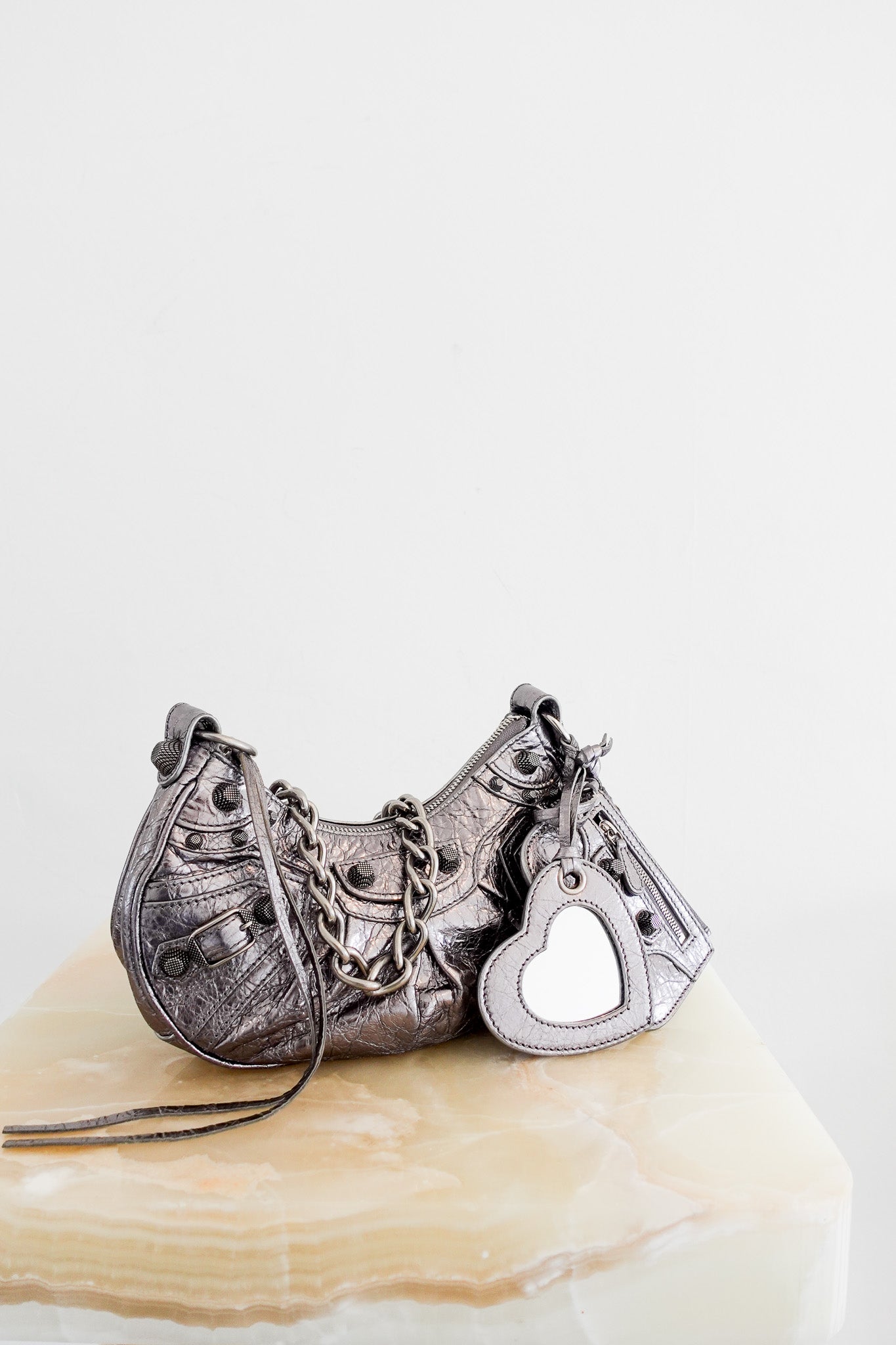 Balenciaga Le Cagole XS Leather Metallic silver shoulder bag RRP £1950 | Authentic Preloved - Reloved Again
