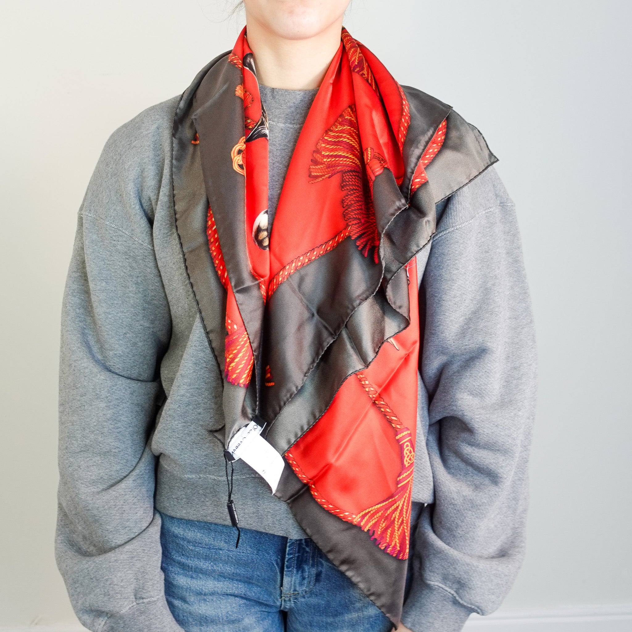 NEW Silk red cat scarf RRP £330