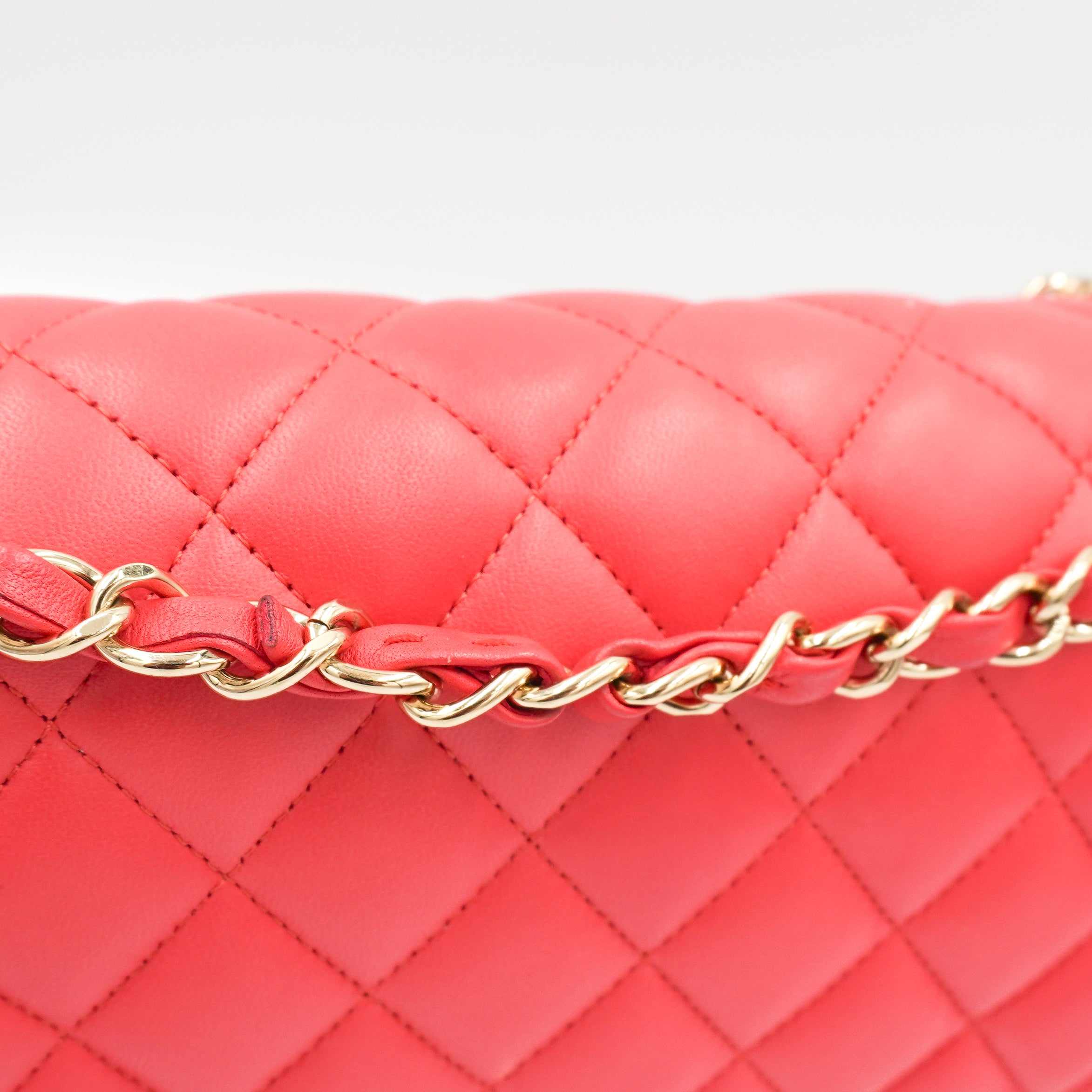 Chanel Medium Classic 11.12 Double Flap Bag Coral Lambskin Gold Hardware RRP (£9090) | Authentic Preloved