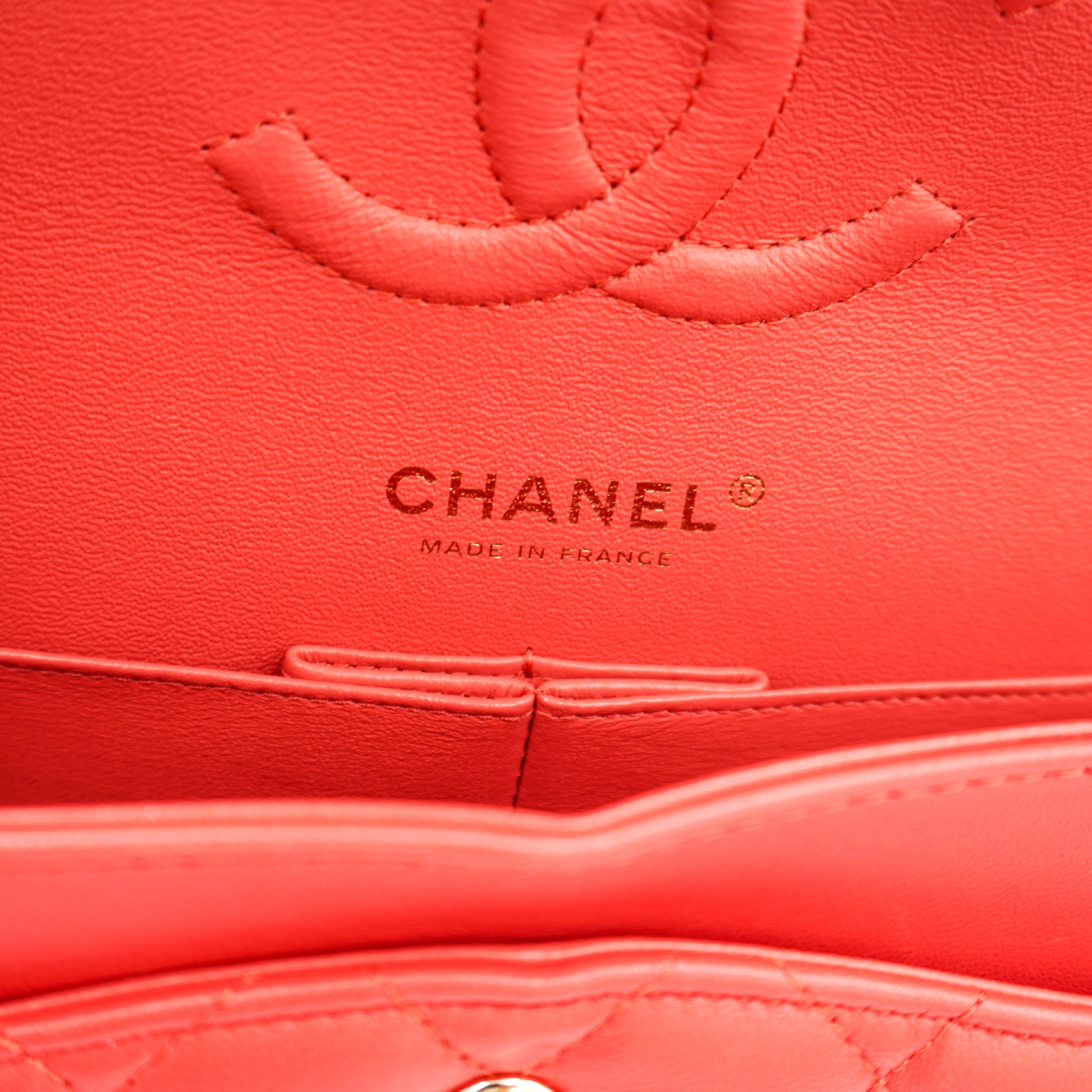 Chanel Medium Classic 11.12 Double Flap Bag Coral Lambskin Gold Hardware RRP (£9090) | Authentic Preloved