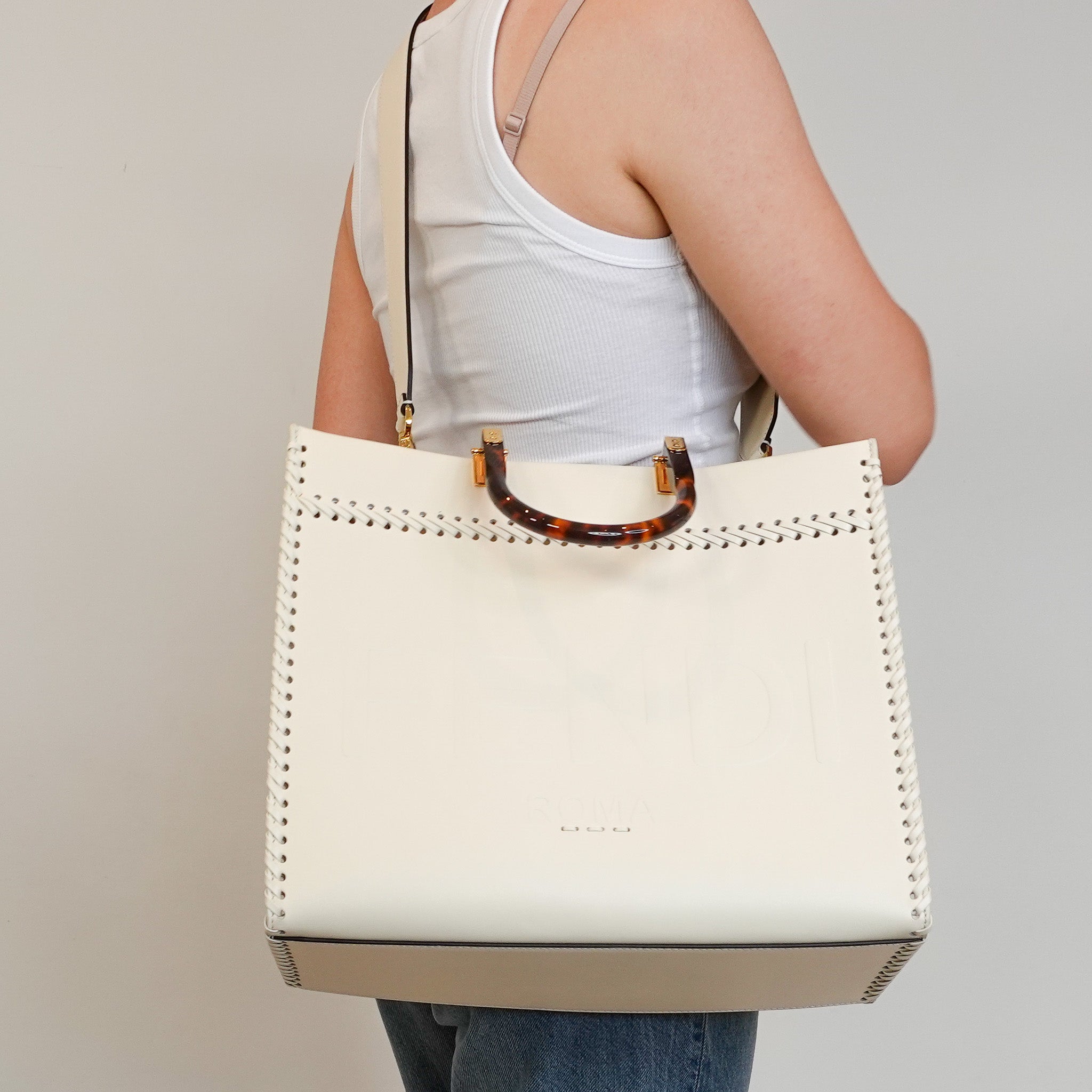 NEW Fendi Sunshine Medium White Tote Bag RRP £2250 | Authentic Preloved - Reloved Again