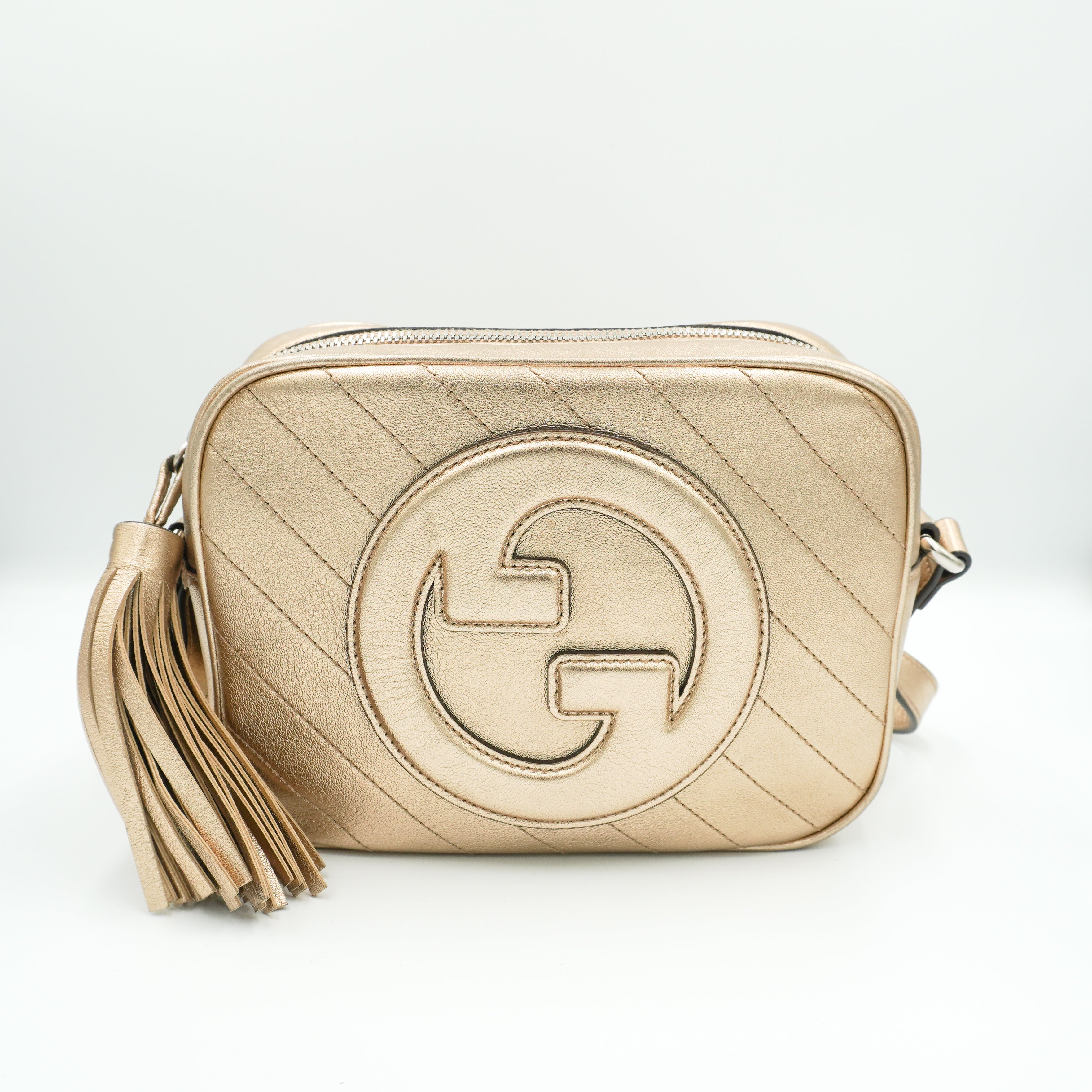 Gucci Blondie Small Shoulder Bag Metallic Golden Beige Leather (RRP £1980)  | Authentic Preloved