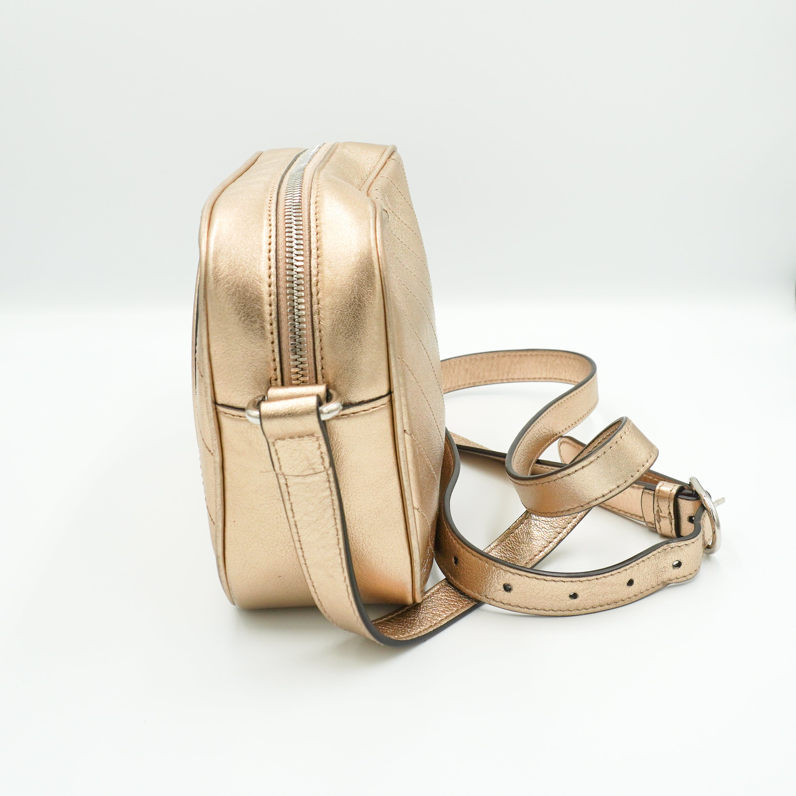 Gucci Blondie Small Shoulder Bag Metallic Golden Beige Leather (RRP £1980)  | Authentic Preloved