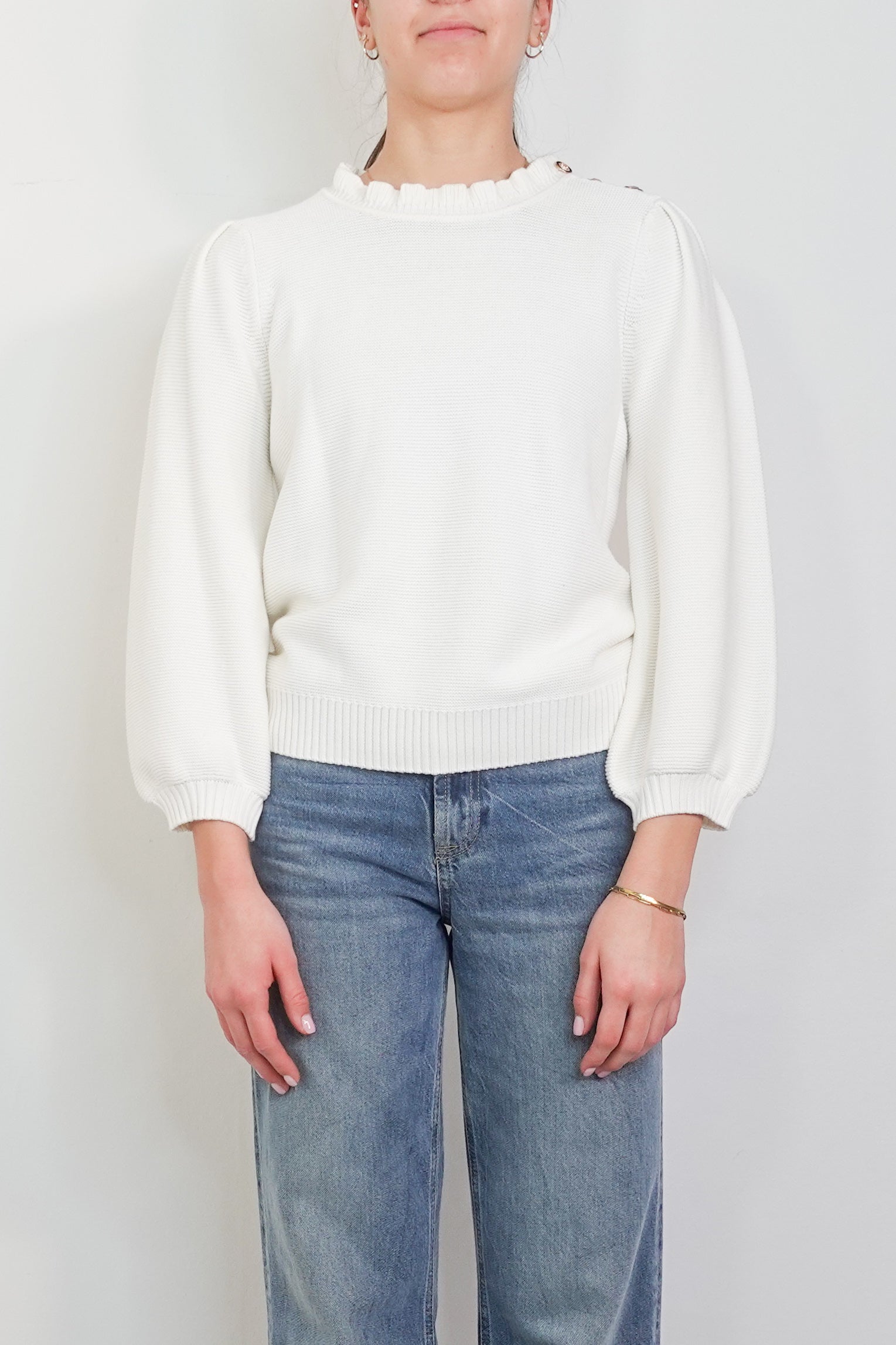 Textured stitch white jumper RRP £150