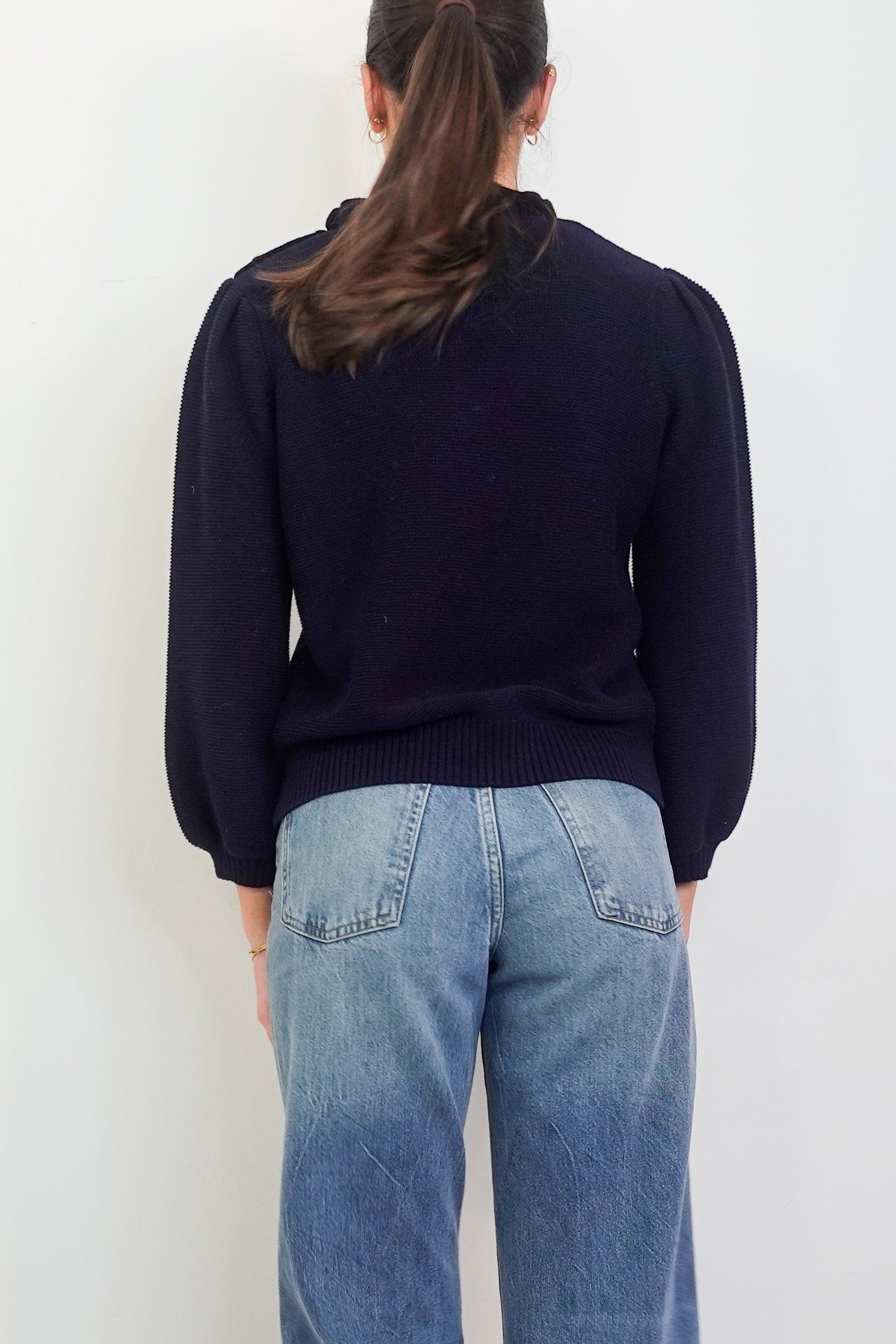 Textured stitch navy jumper RRP £150