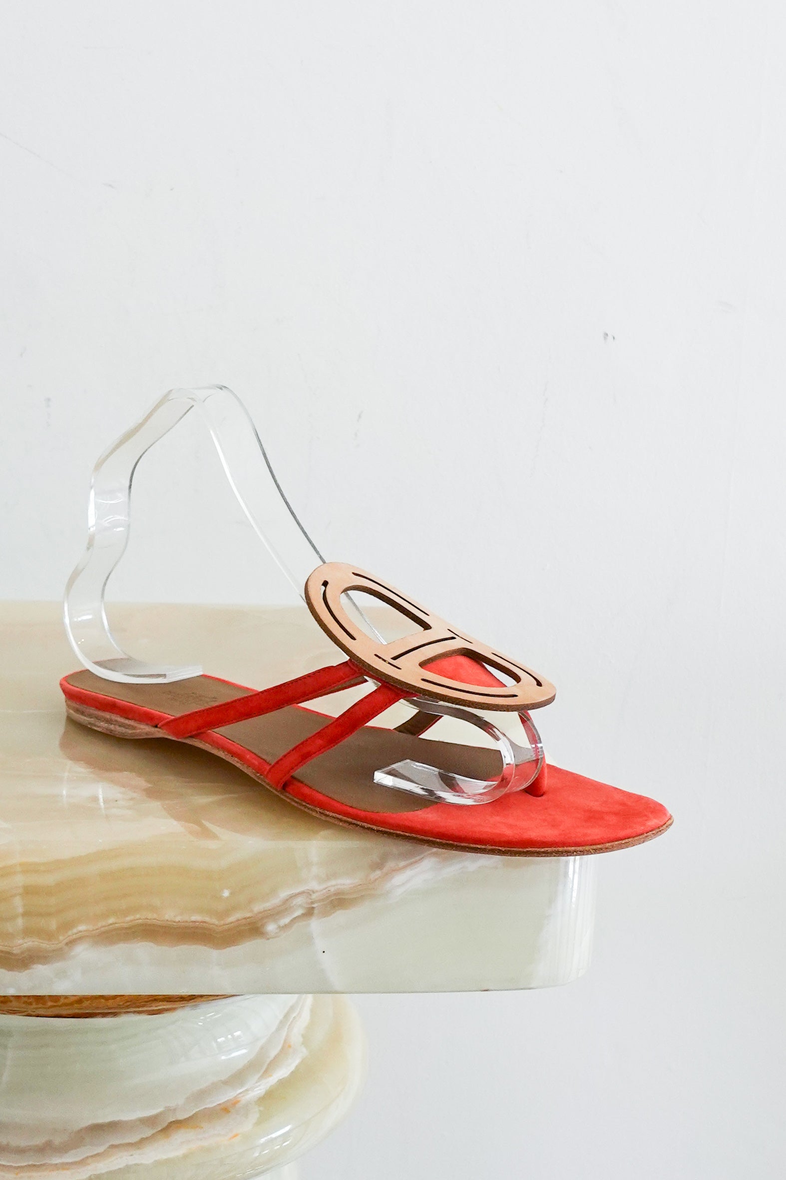 Open toe leather flip flops RRP £700