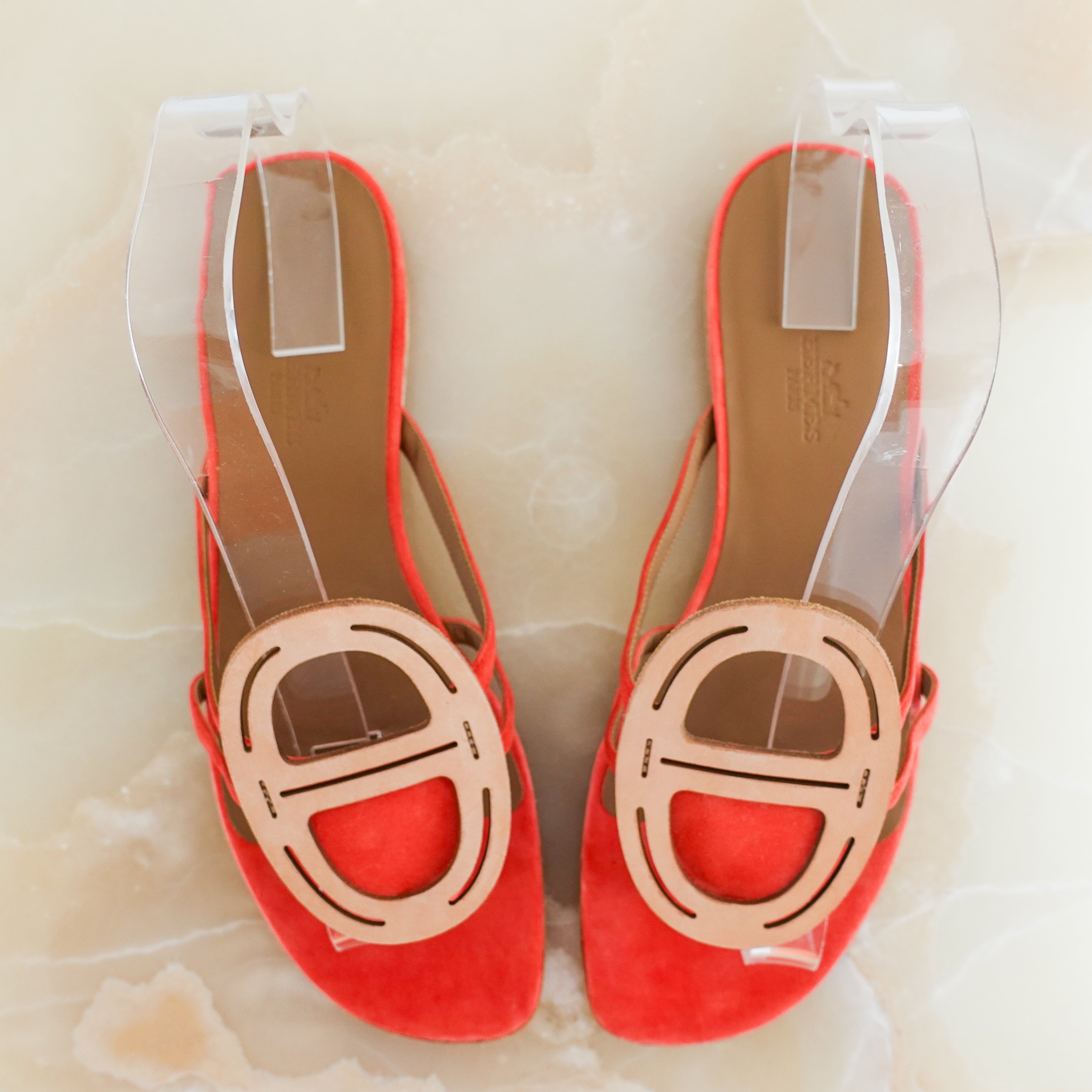 Open toe leather flip flops RRP £700