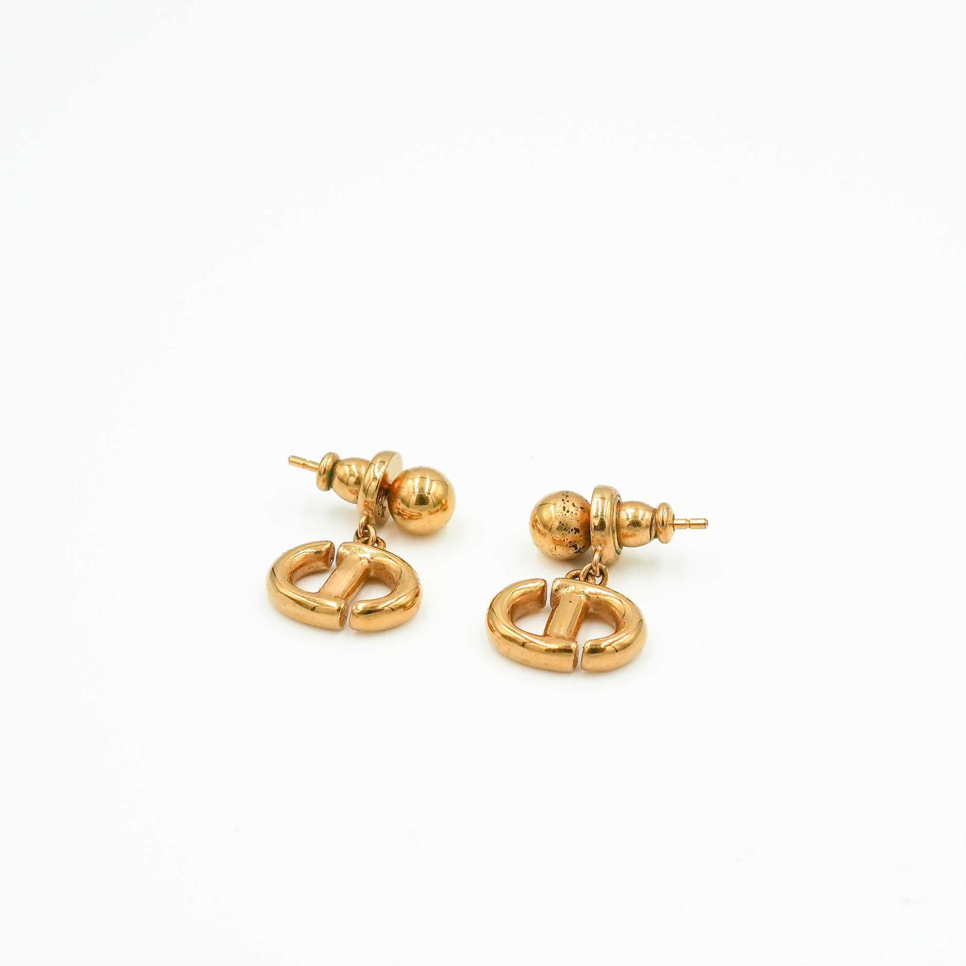 Dior CD Drop Earrings in Gold-Tone Metal (RRP £330) | Authentic Preloved FINAL SALE