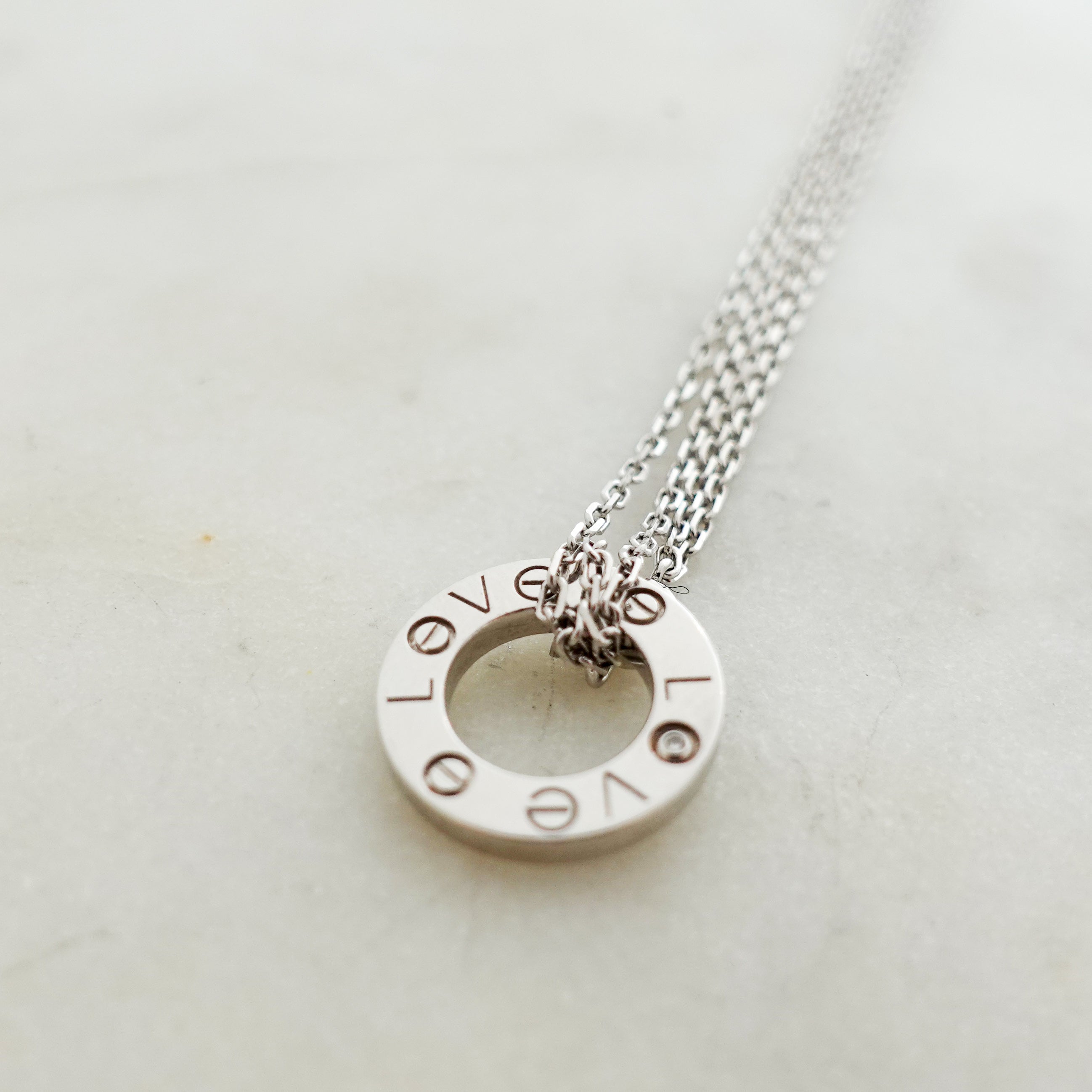 Cartier White Gold Love and Diamond necklace  RRP £2.6k | Authentic Preloved