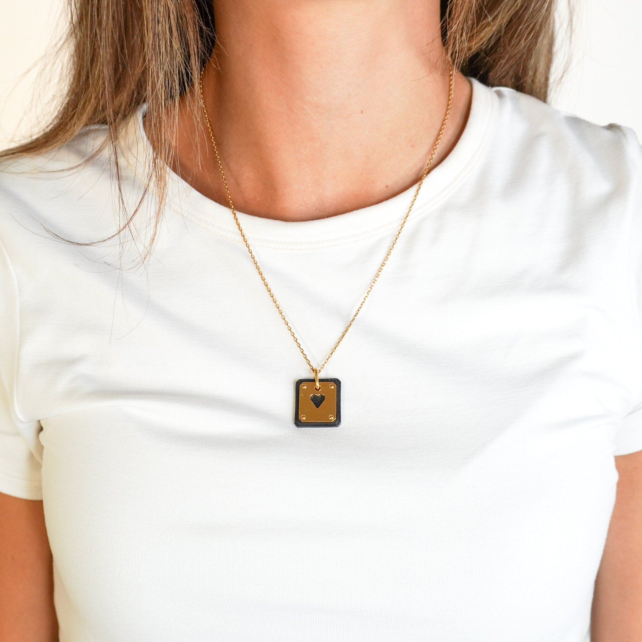 Hermès Pendentif Cuir As de Coeur PM Necklace in Noir (RRP £500) | Authentic Preloved FINAL SALE - Reloved Again