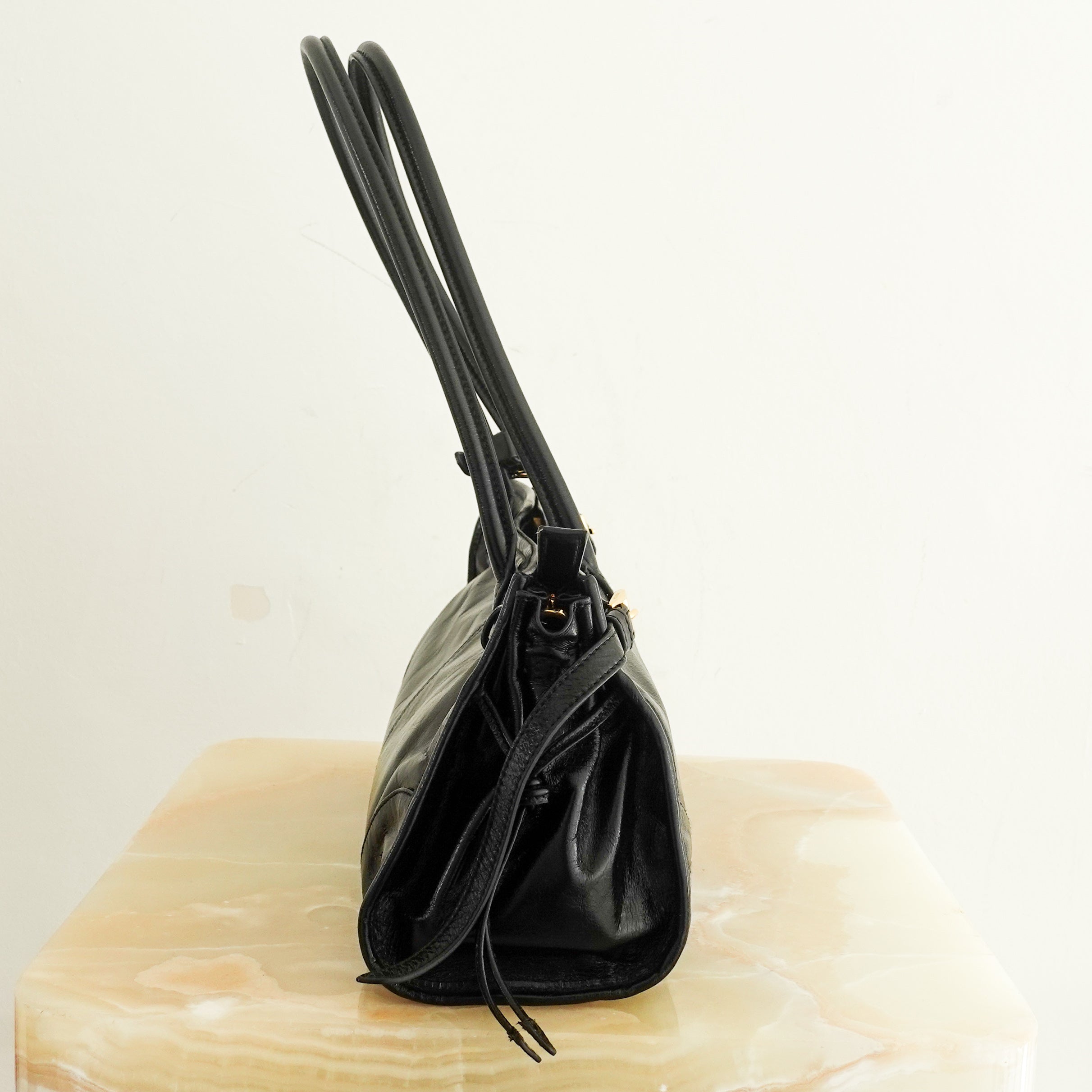 Medium Black Leather Shoulder Bag RRP £2100