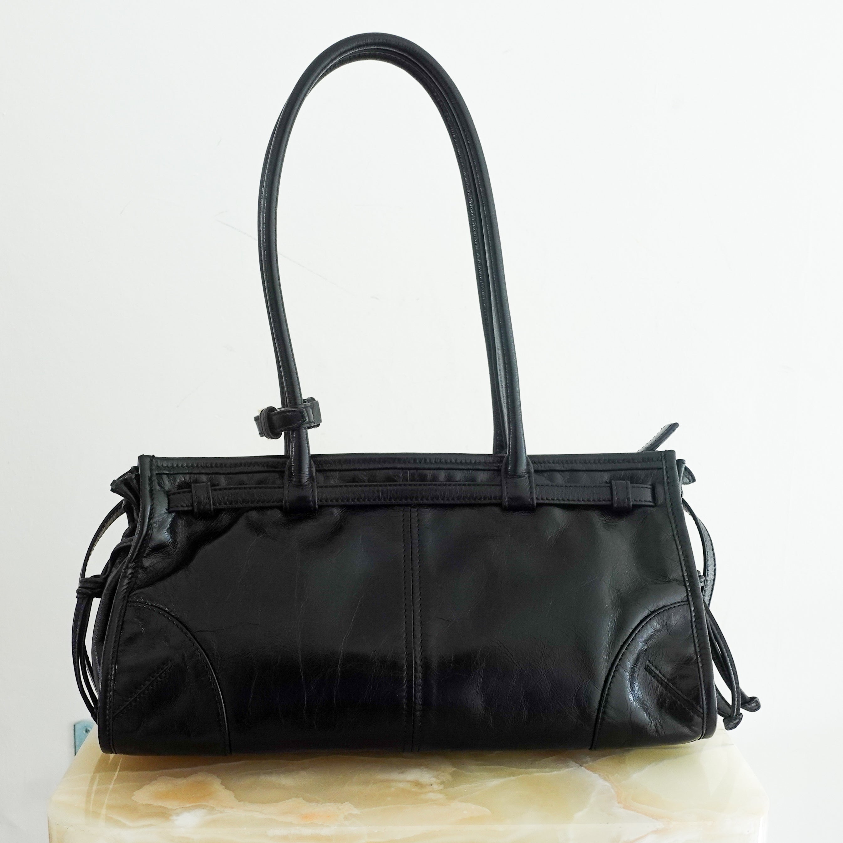 Medium Black Leather Shoulder Bag RRP £2100