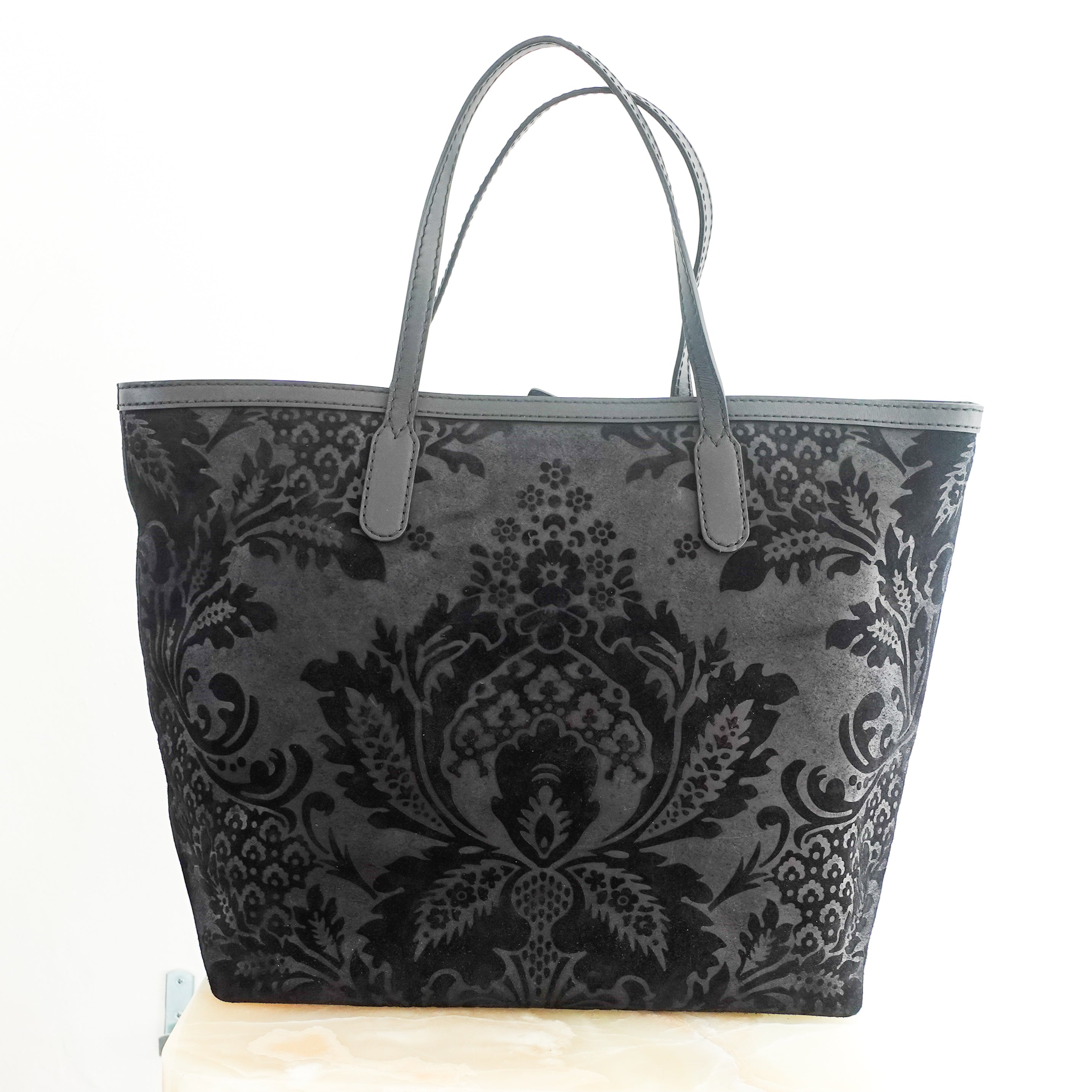 Black Brocade Leather Stirrup Tote Bag RRP £1580