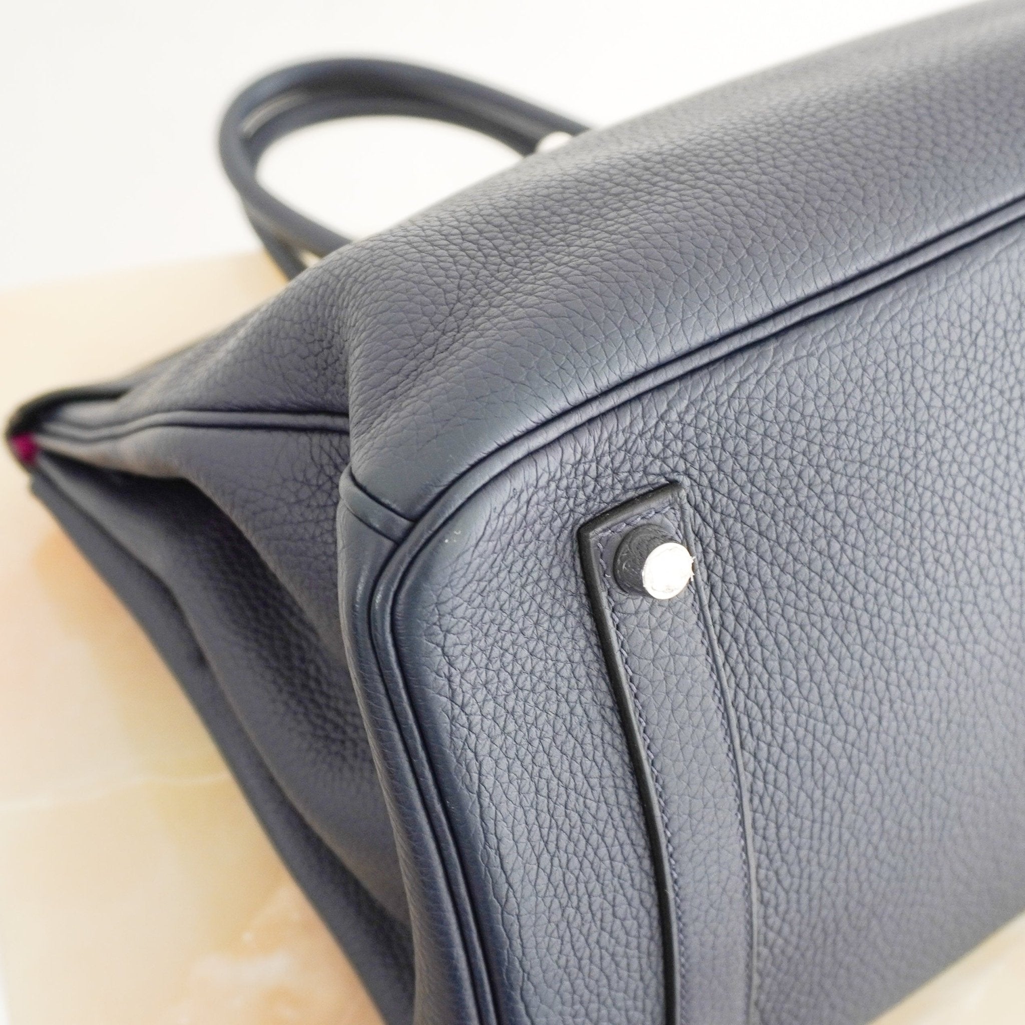 Hermès Bleu Birkin 35 Togo Leather Rose Pourpre Interior Palladium Hardware | Authentic Preloved - Reloved Again