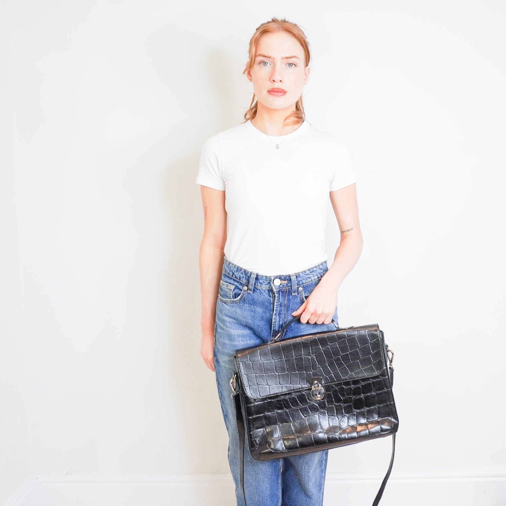 Mulberry Black Croc - Embossed Leather Briefcase RRP £995 | Authentic Preloved - Reloved Again