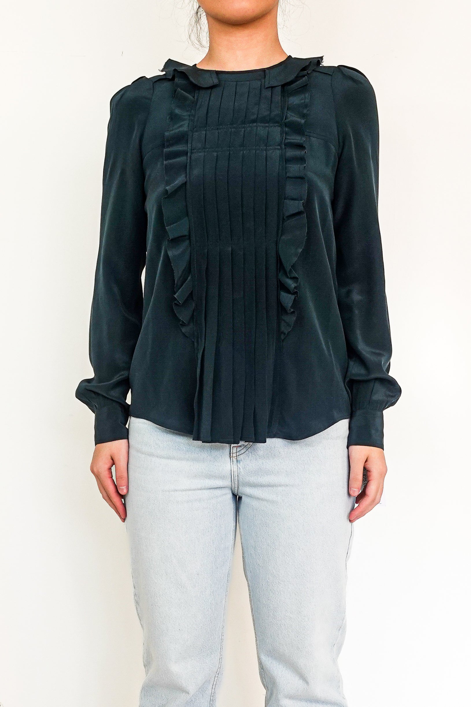 Silk forest green blouse RRP £490