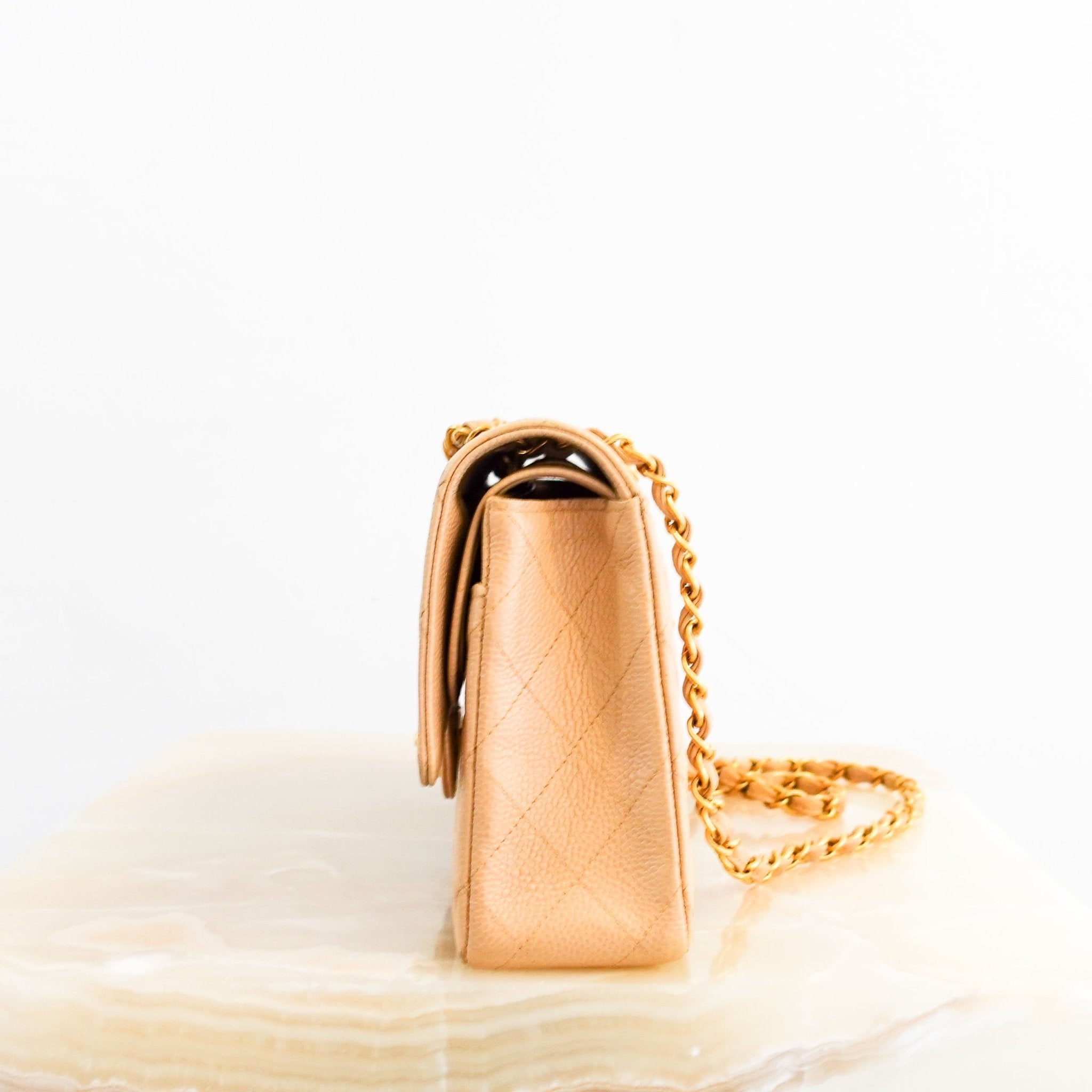 Vintage Chanel Caviar Medium Double Flap Beige Handbag RRP £8.5K | Authentic Preloved - Reloved Again