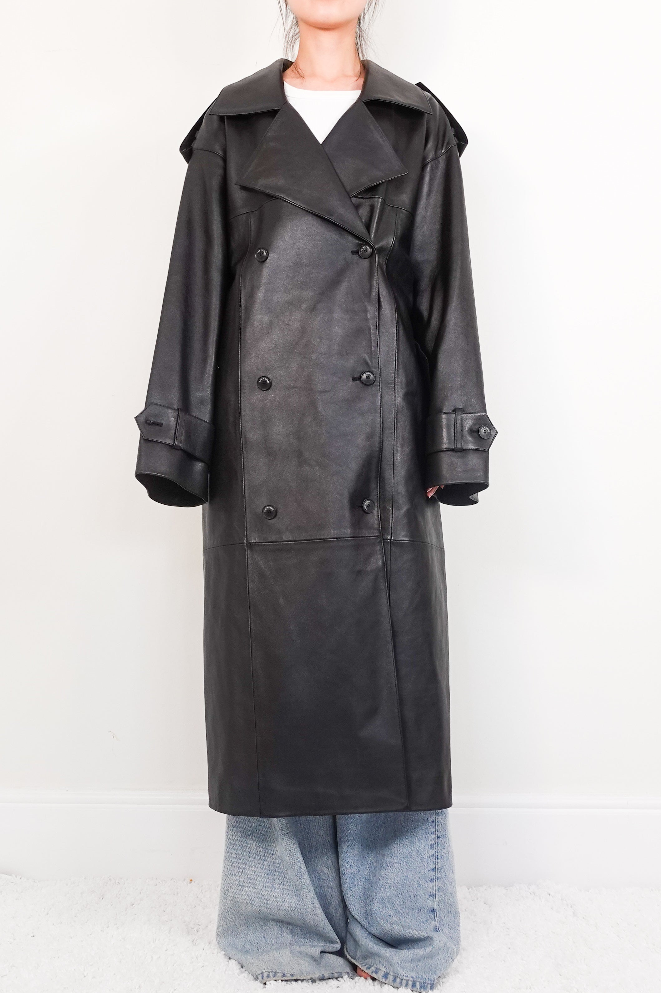 Leather shamali trench coat RRP £1.6k