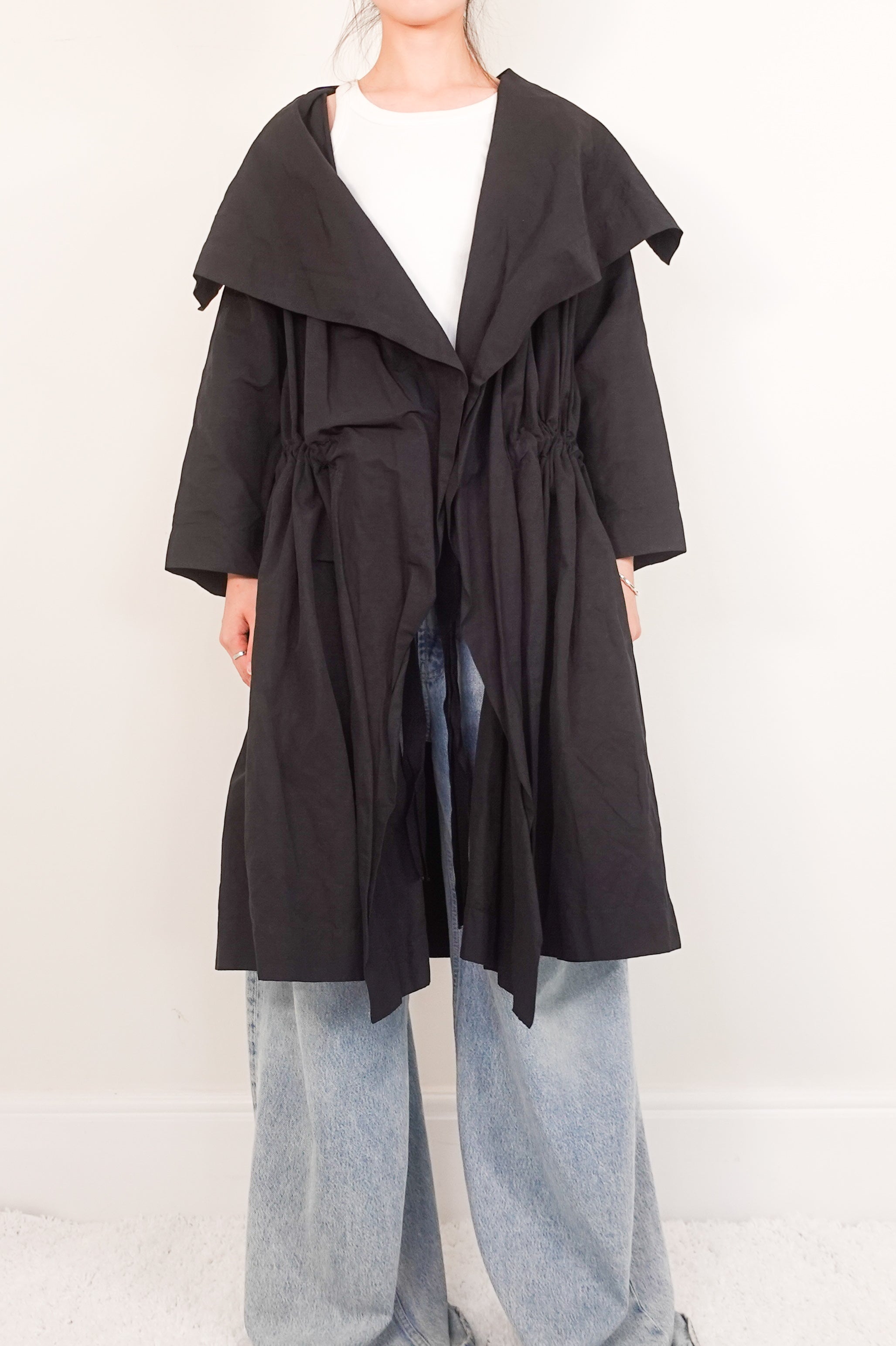 Black duster coat RRP £425