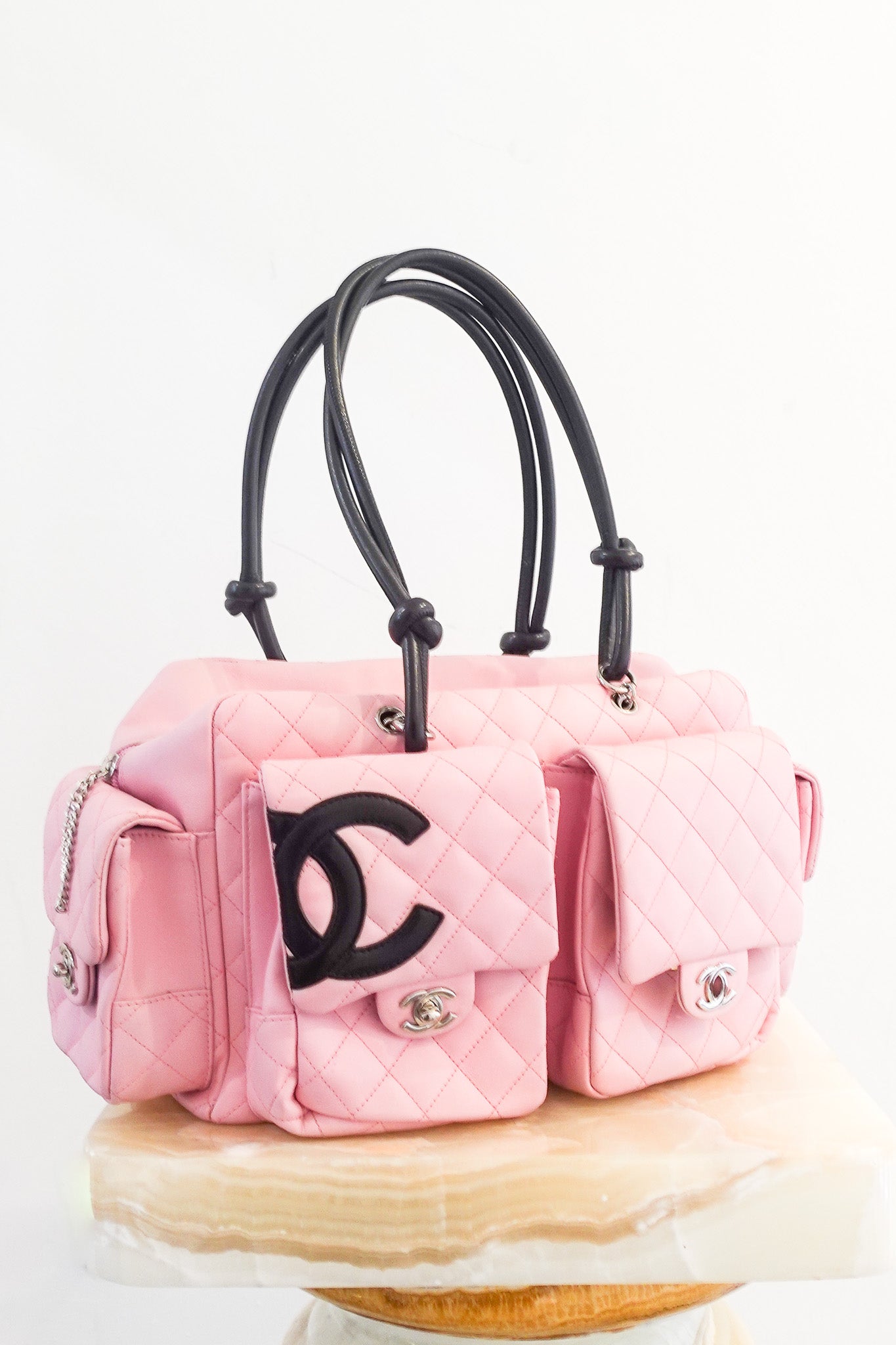 Cambon Pink Quilted Leather Reporter Bag RRP £4k