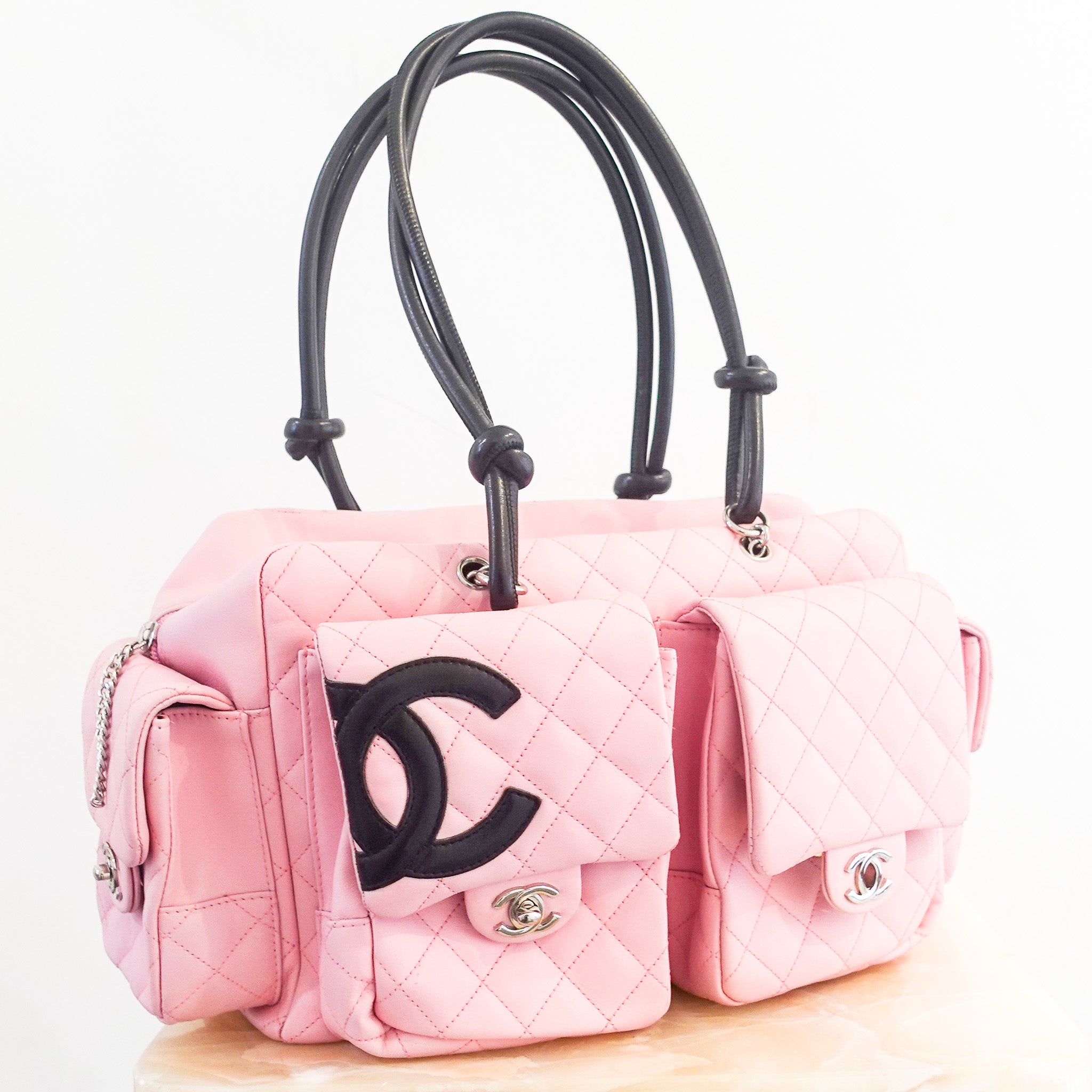 Cambon Pink Quilted Leather Reporter Bag RRP £4k