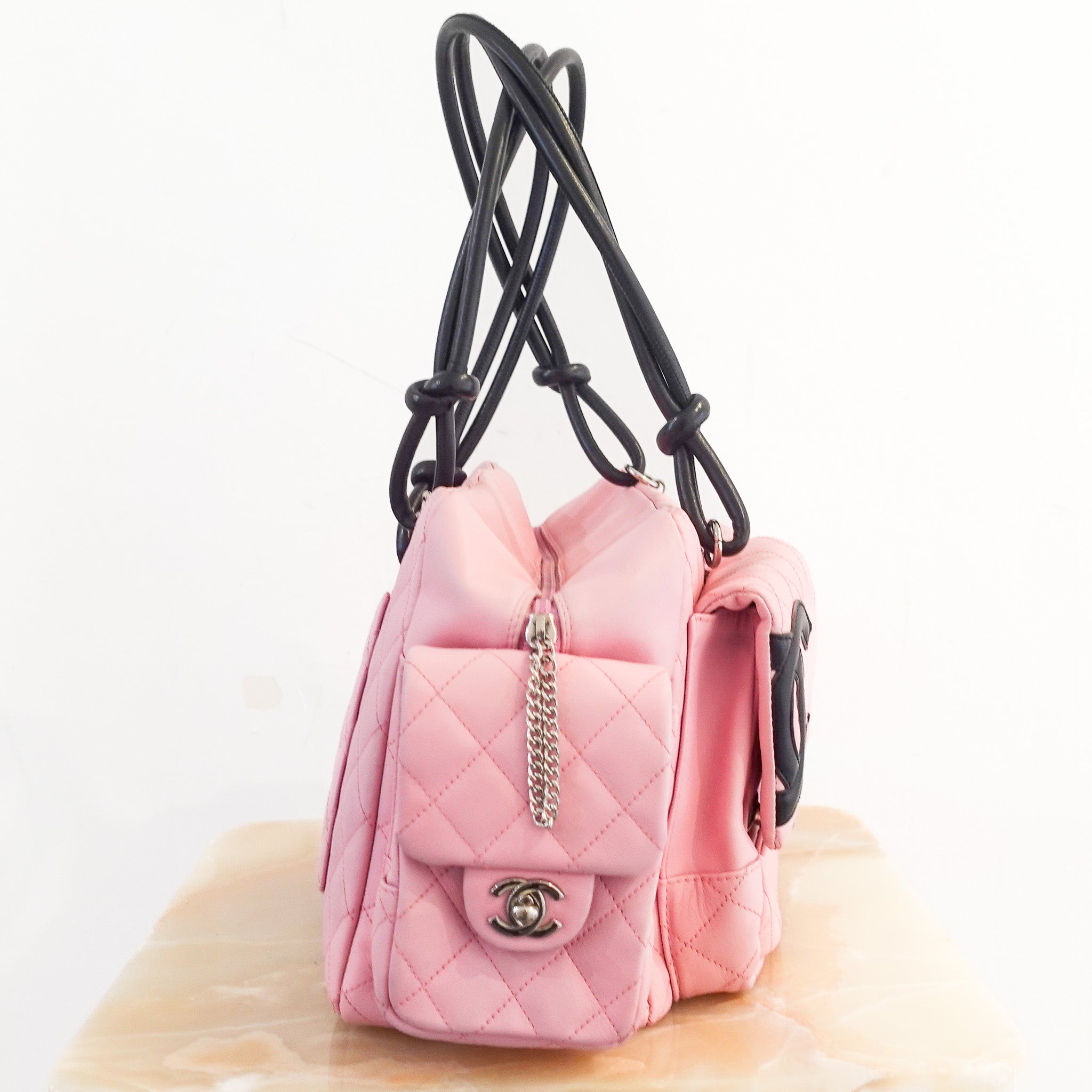 Cambon Pink Quilted Leather Reporter Bag RRP £4k