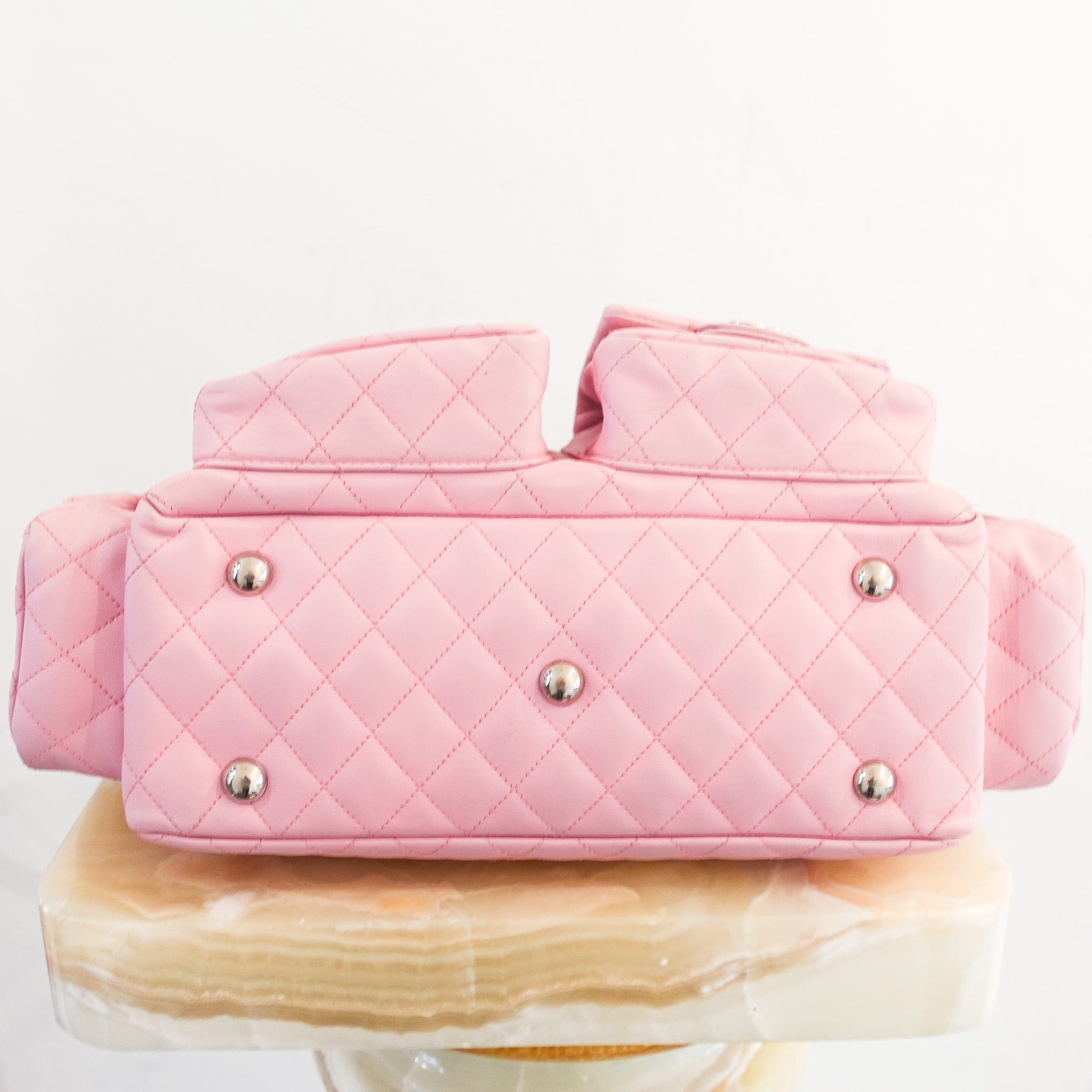 Cambon Pink Quilted Leather Reporter Bag RRP £4k