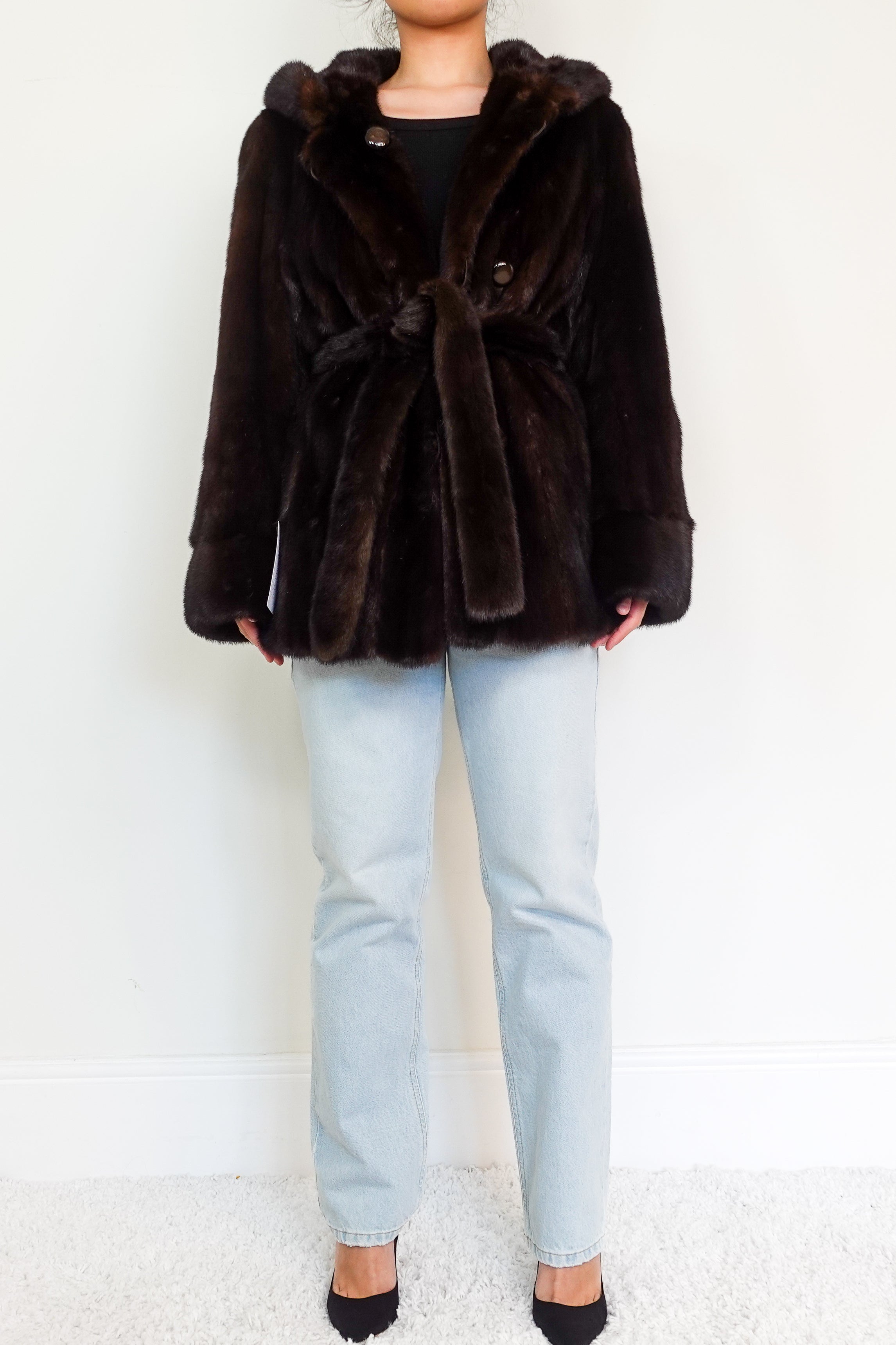 Brown Hooded Mink coat RRP £5000