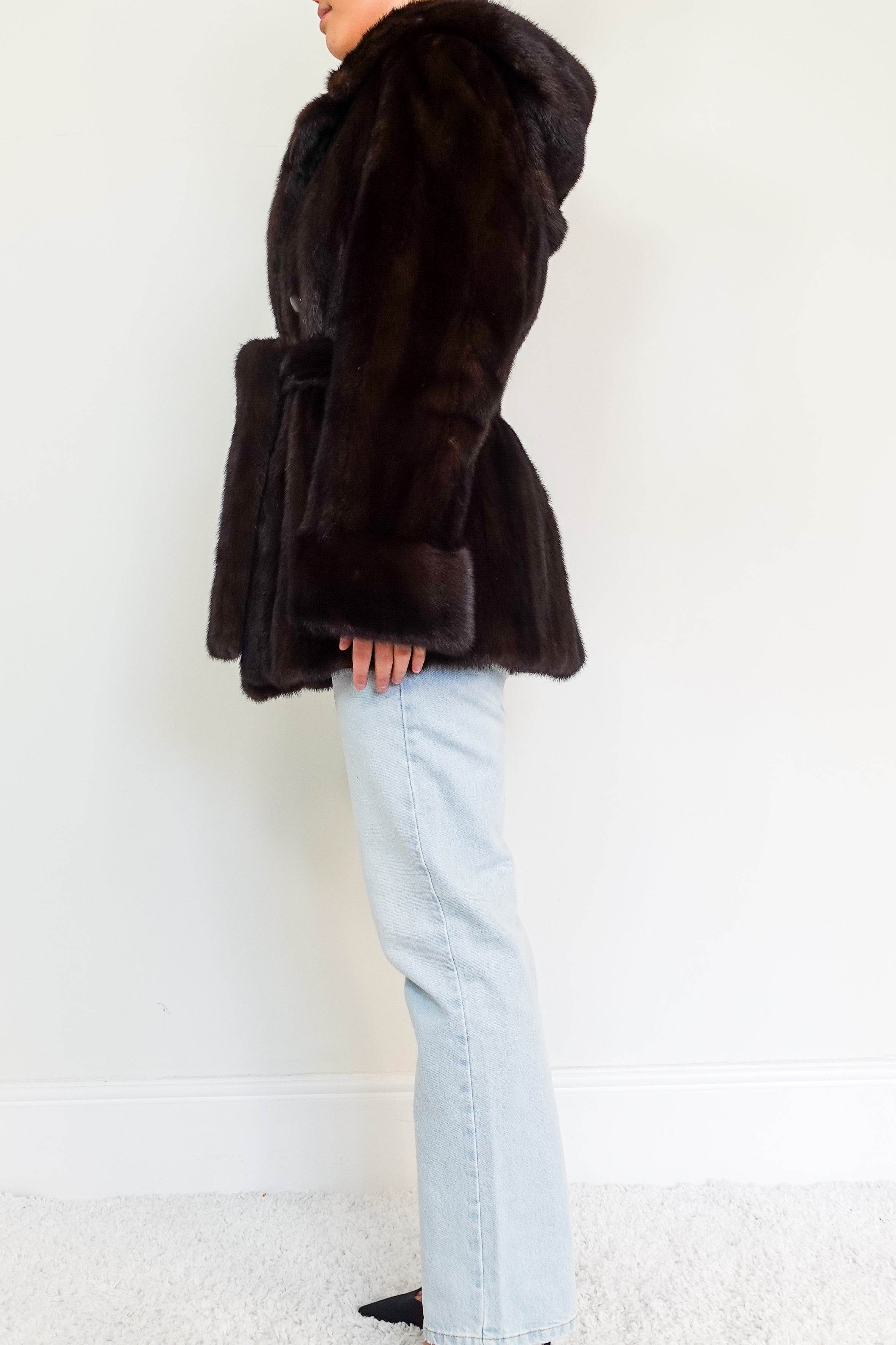 Brown Hooded Mink coat RRP £5000