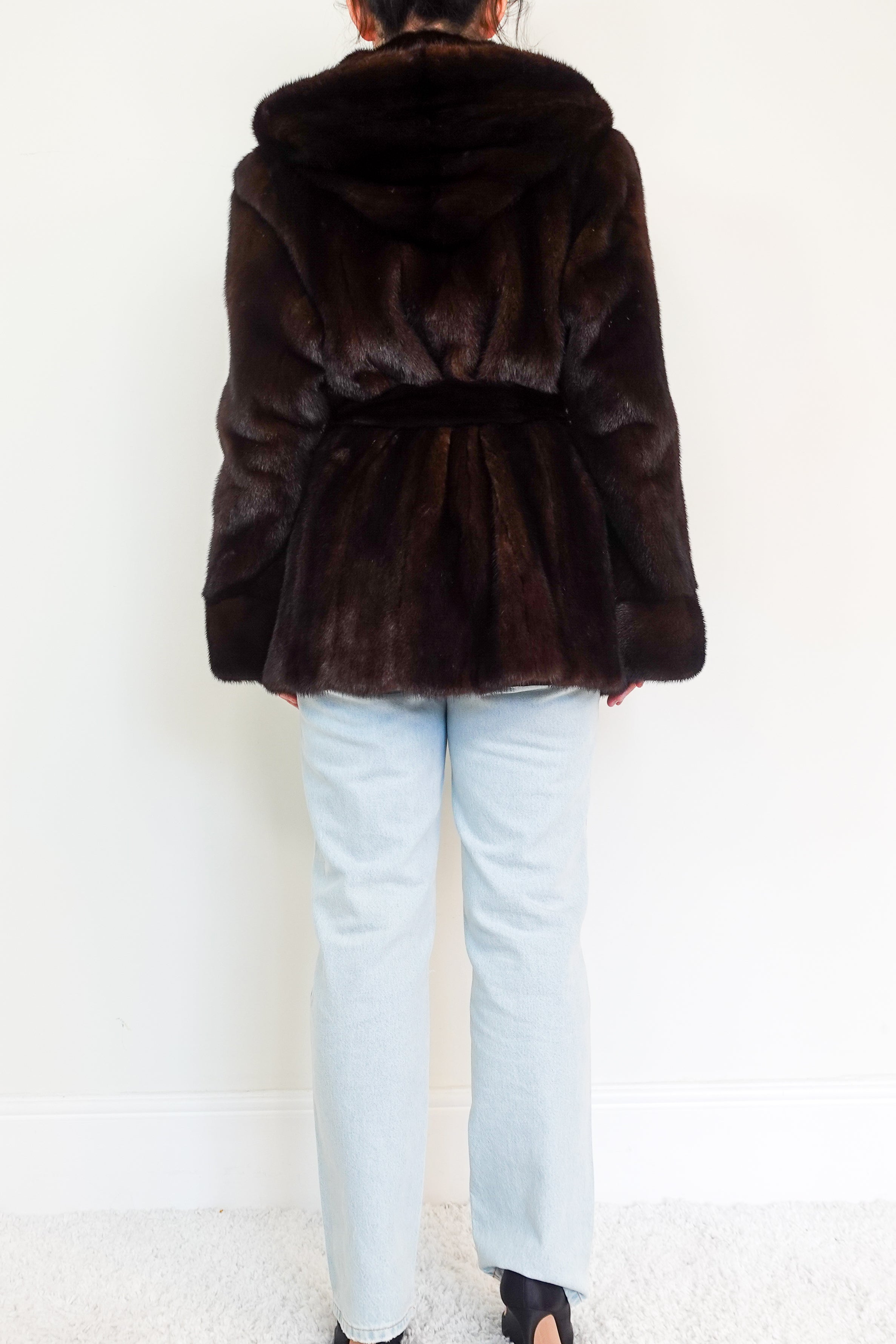 Brown Hooded Mink coat RRP £5000