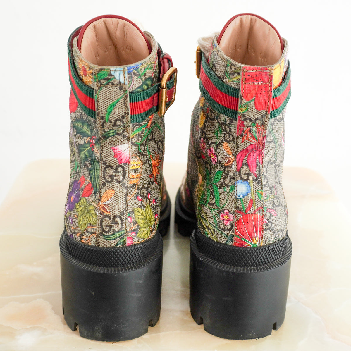 Gucci Flora Combat Ankle Boots (RRP £950) | Authentic Preloved