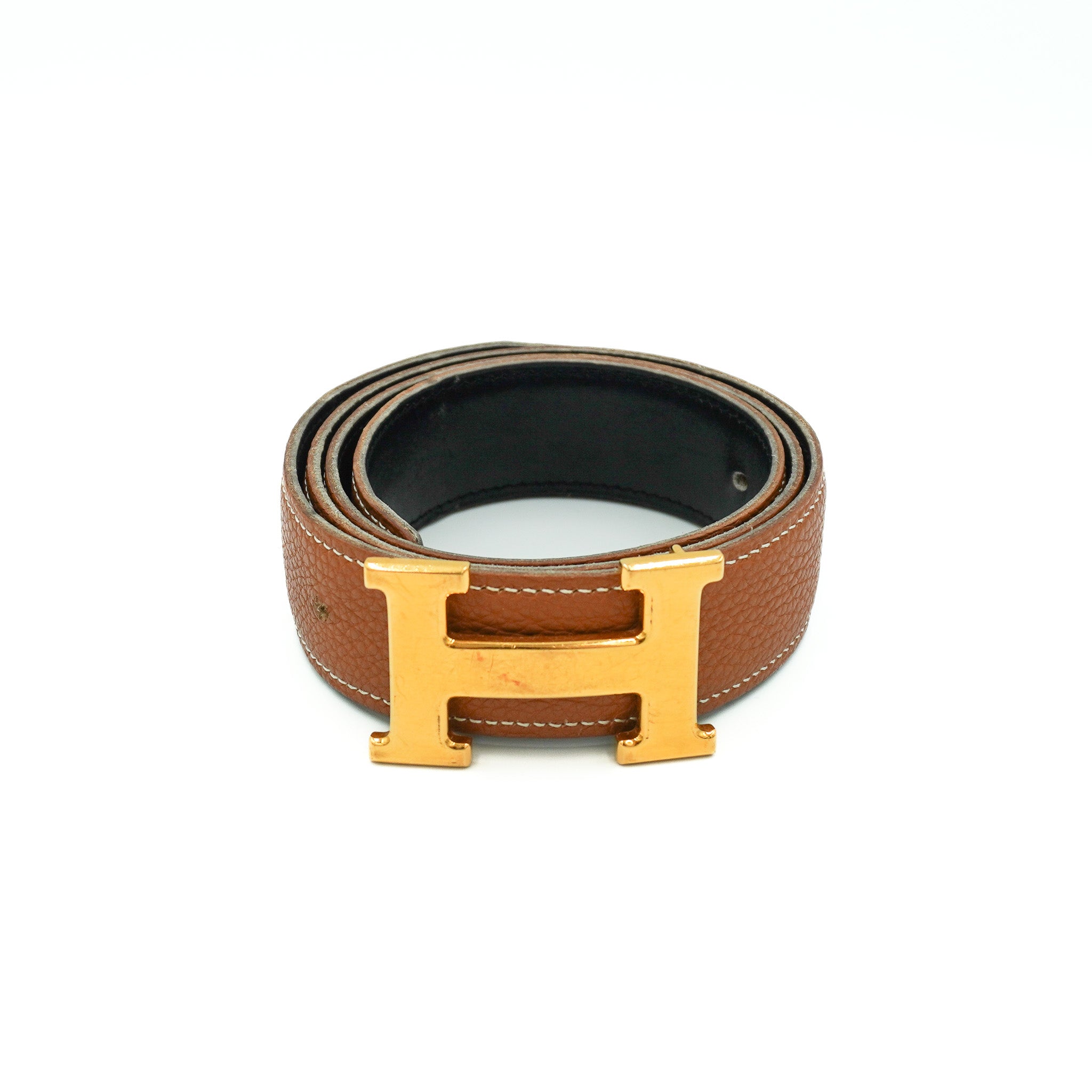 Hermès Reversible H in Gold & Black Togo Leather RRP £780 | Authentic Preloved FINAL SALE