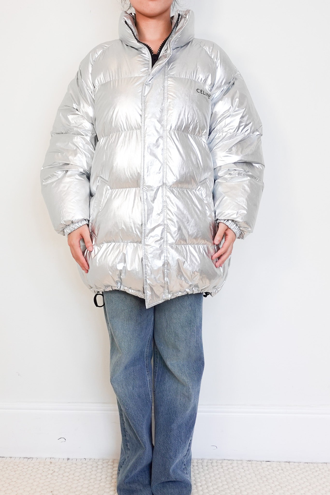 NEW Celine Silver Puffer Padded Coat RRP £2100 | Authentic Preloved