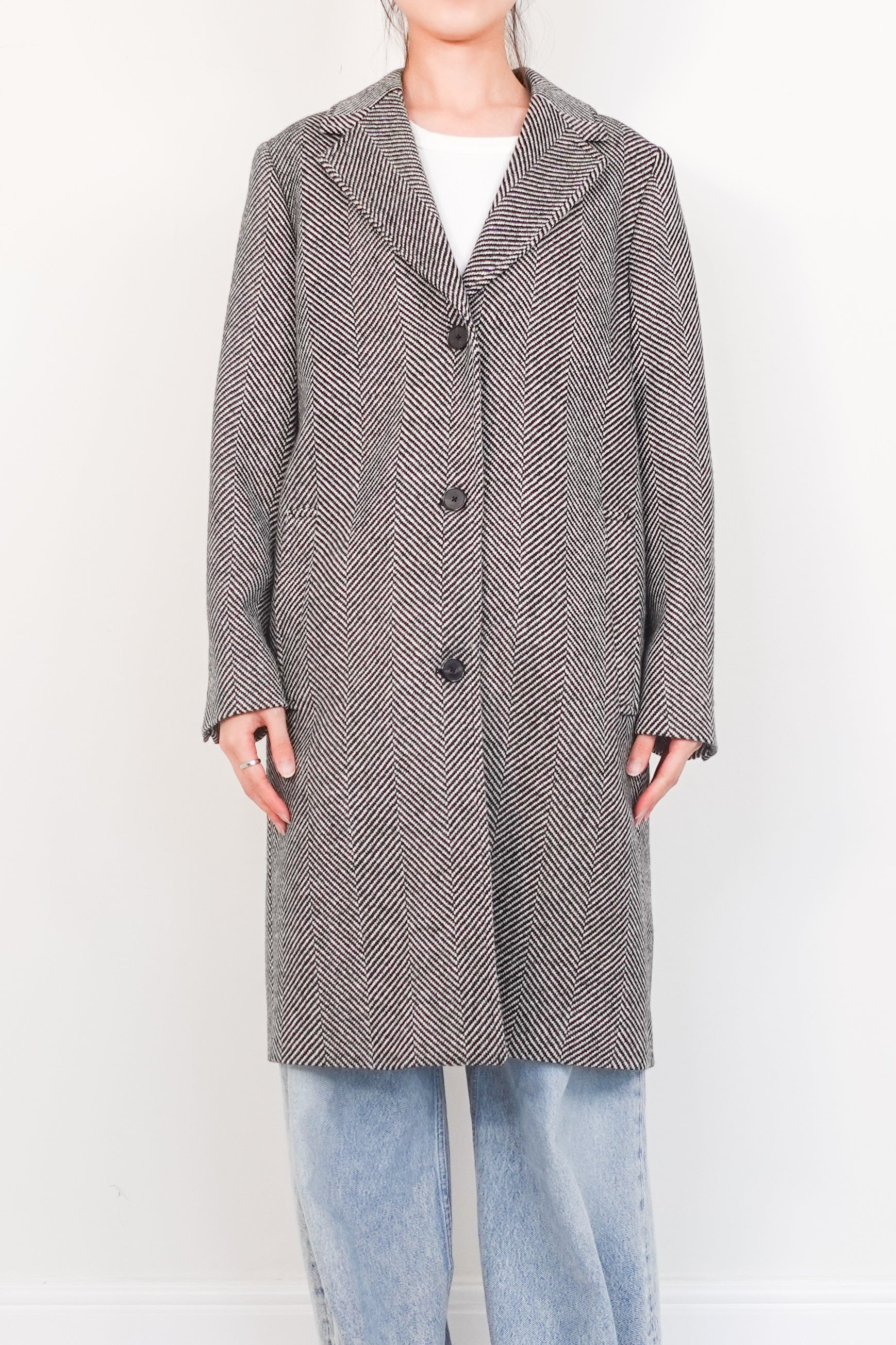 Long herringbone coat RRP £659