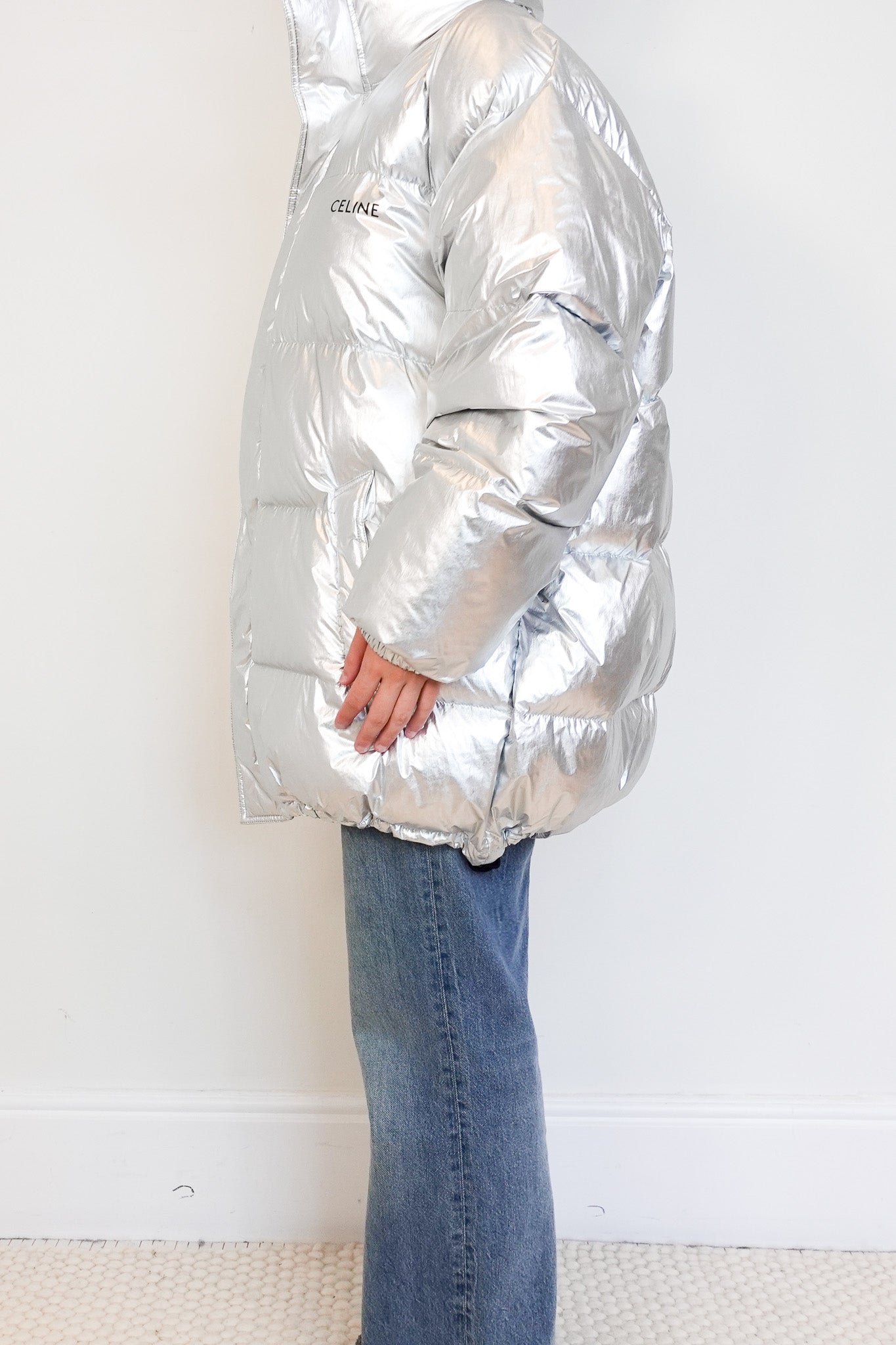 NEW Celine Silver Puffer Padded Coat RRP £2100 | Authentic Preloved