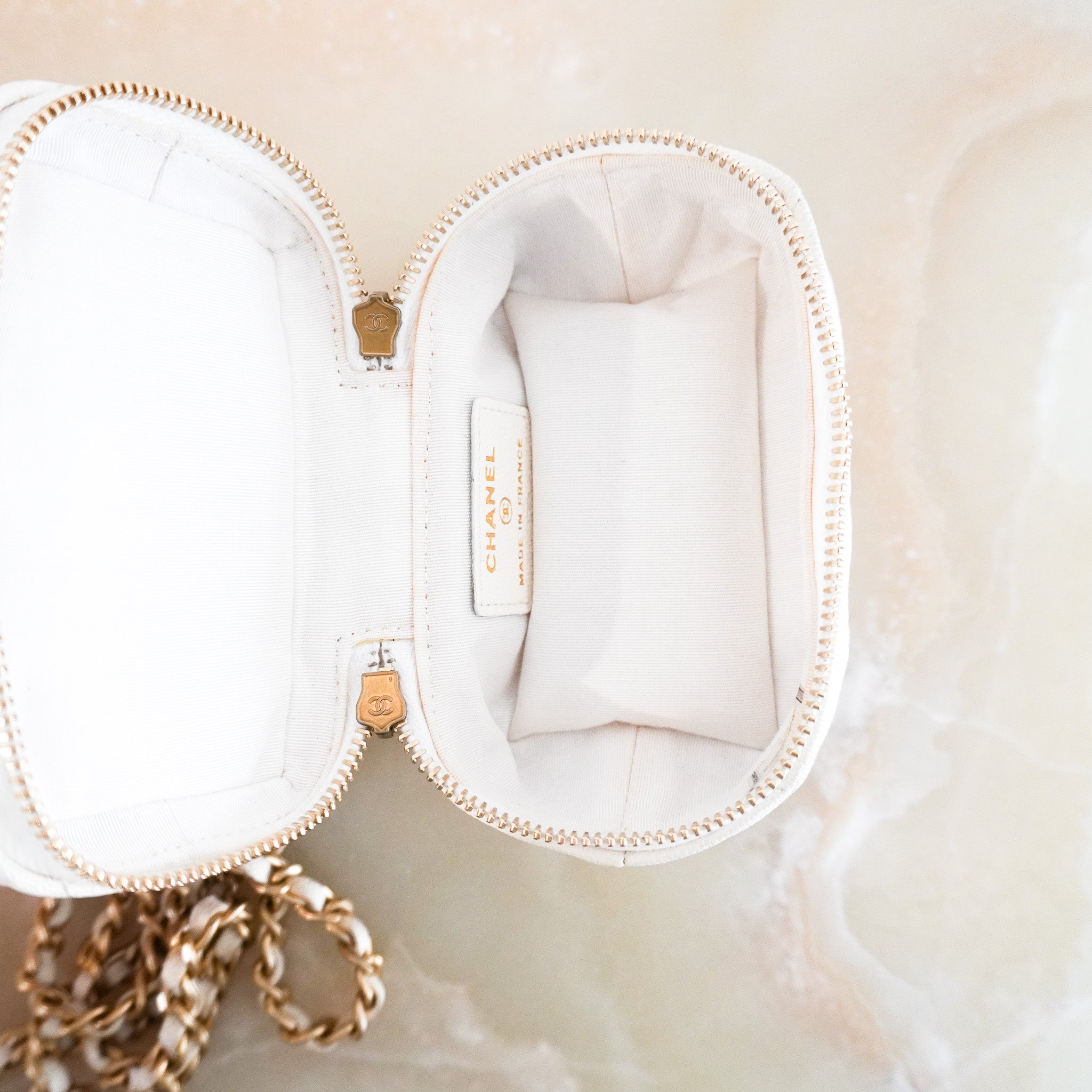 RARE Chanel Caviar Mini Vanity Bag in White RRP £2210 | Authentic Preloved - Reloved Again